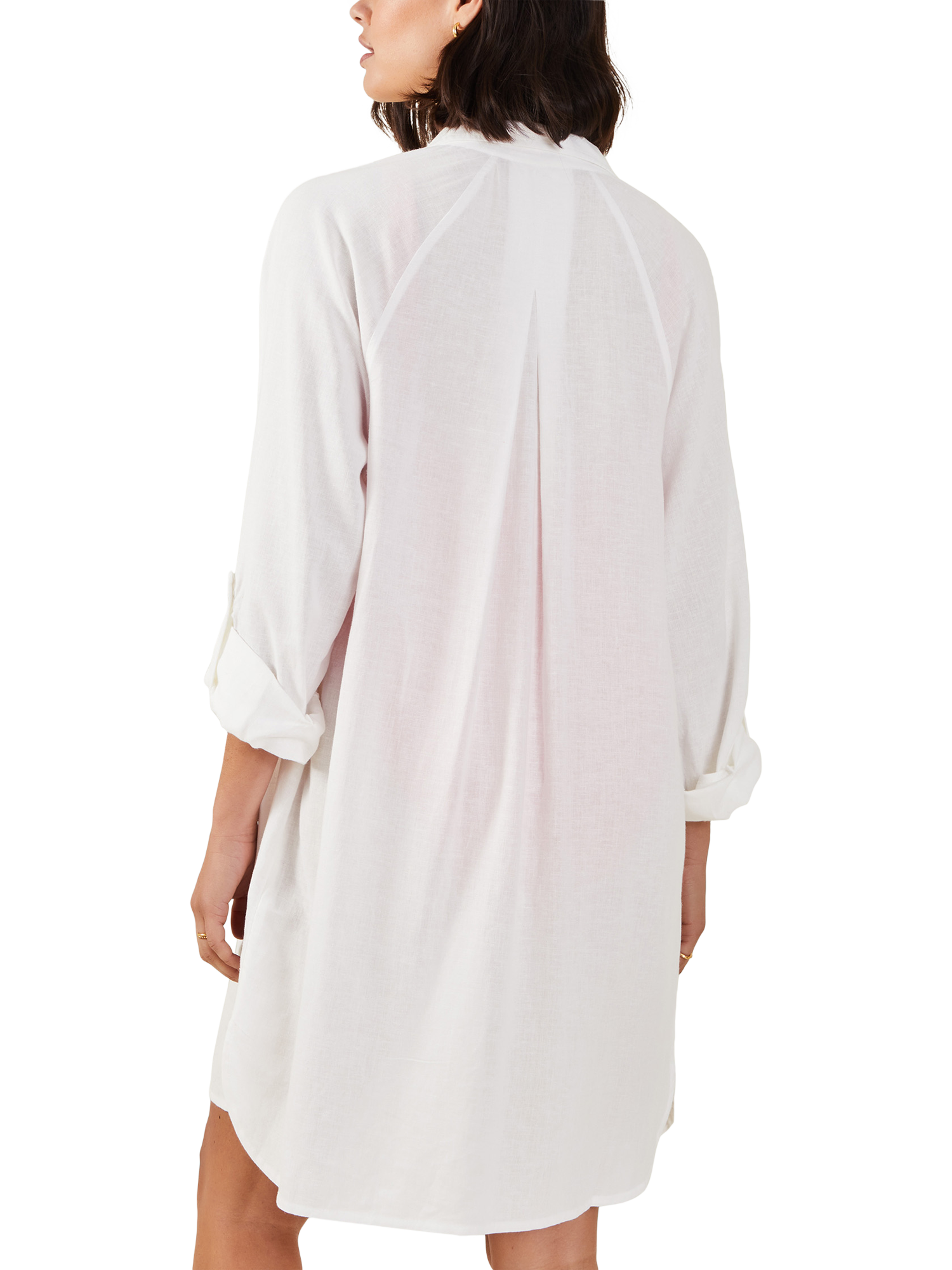 Product image 2 of 4, which shows Accessorize Long Sleeve Pocket Beach Shirt, White, XS