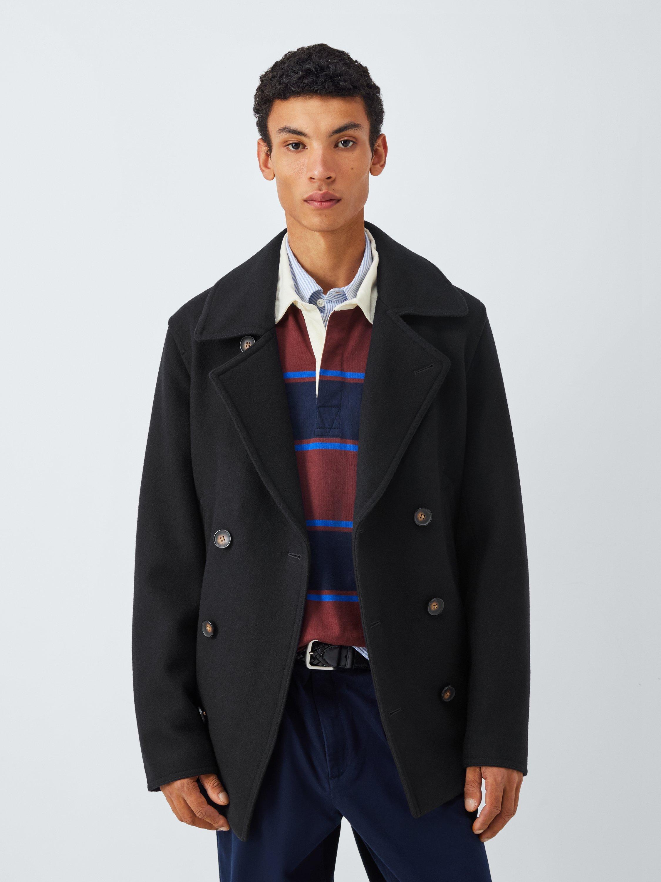 Product image 1 of 6, which shows John Lewis Double Breasted Wool Blend Peacoat, Sky Captain, S