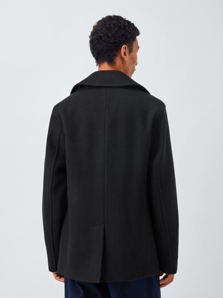 John Lewis Double Breasted Wool Blend Peacoat, Sky Captain - view 2, Sky Captain