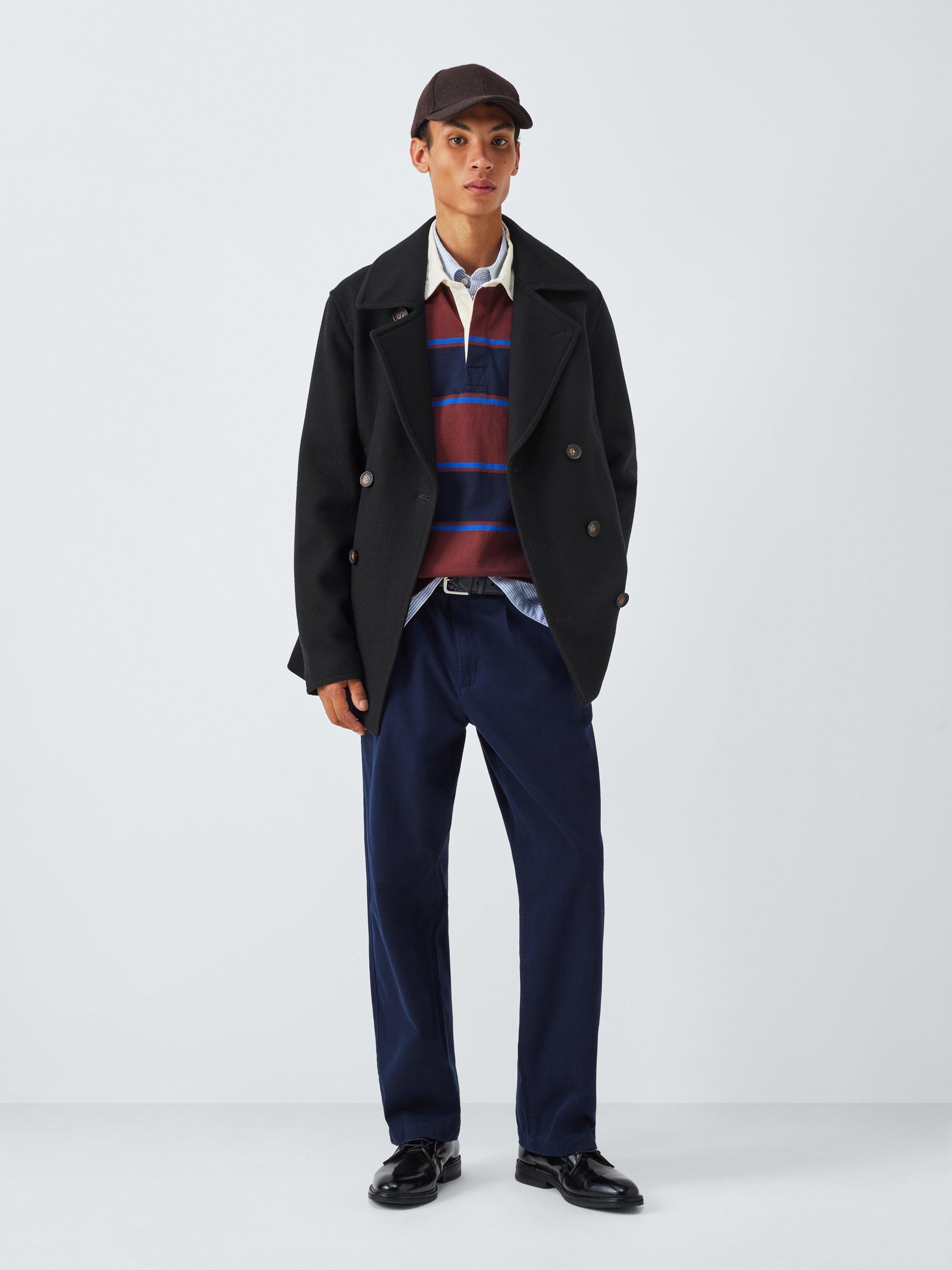 Product image 3 of 6, which shows John Lewis Double Breasted Wool Blend Peacoat, Sky Captain, S