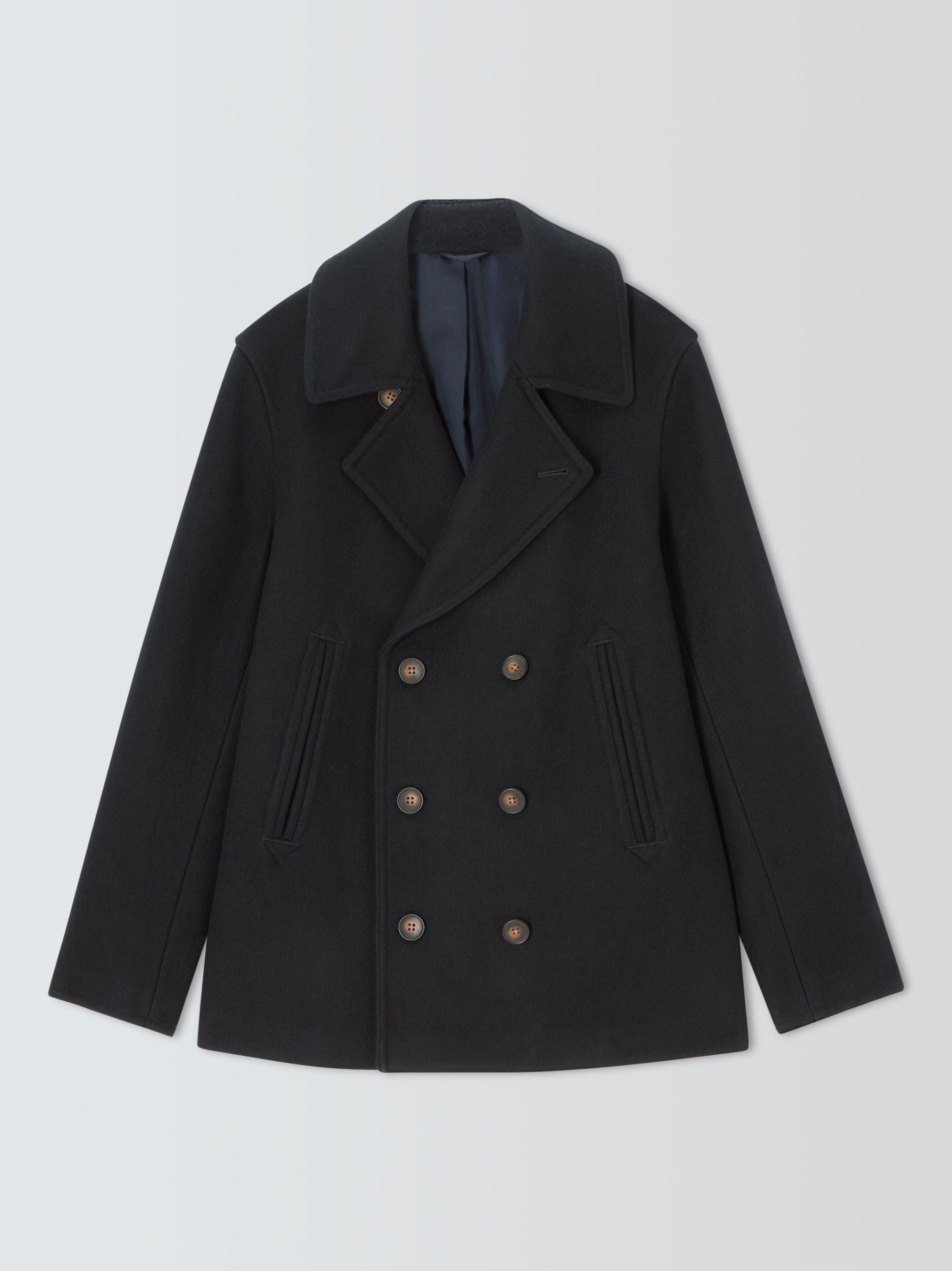 Product image 4 of 6, which shows John Lewis Double Breasted Wool Blend Peacoat, Sky Captain, S