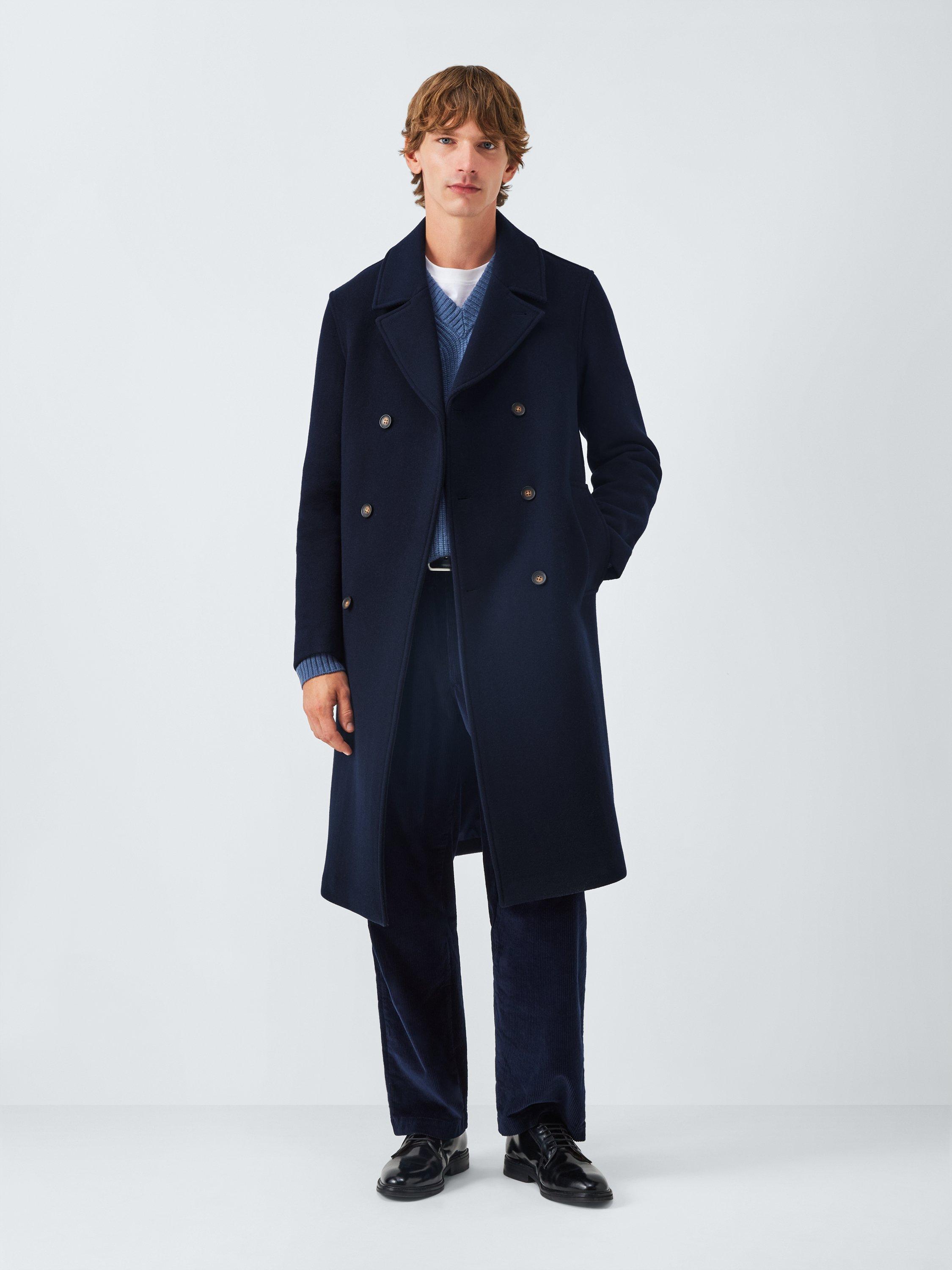 Product image 1 of 6, which shows John Lewis Double Breasted Wool Blend Coat, Sky Captain, M