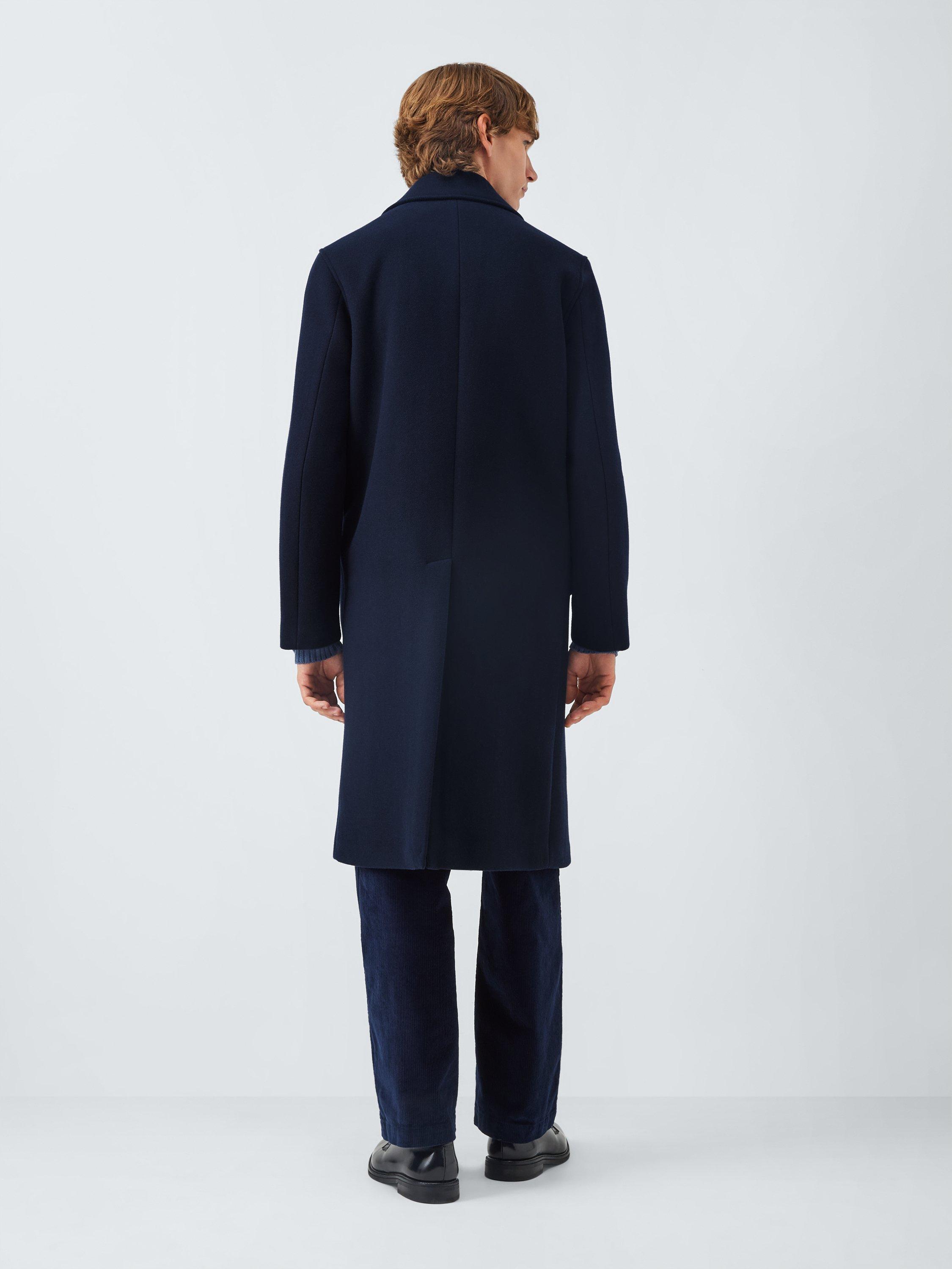 Product image 2 of 6, which shows John Lewis Double Breasted Wool Blend Coat, Sky Captain, M