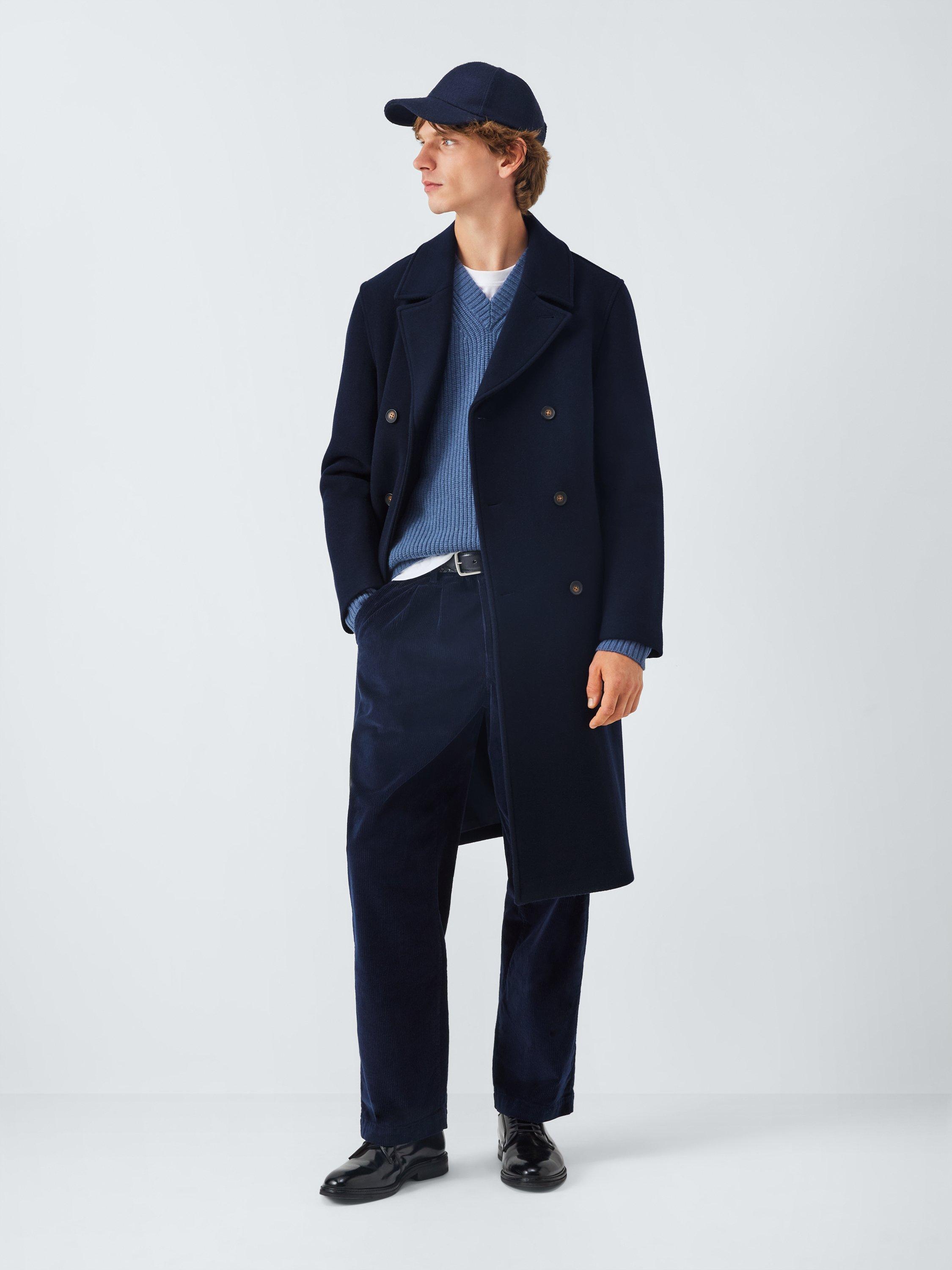 Product image 3 of 6, which shows John Lewis Double Breasted Wool Blend Coat, Sky Captain, M