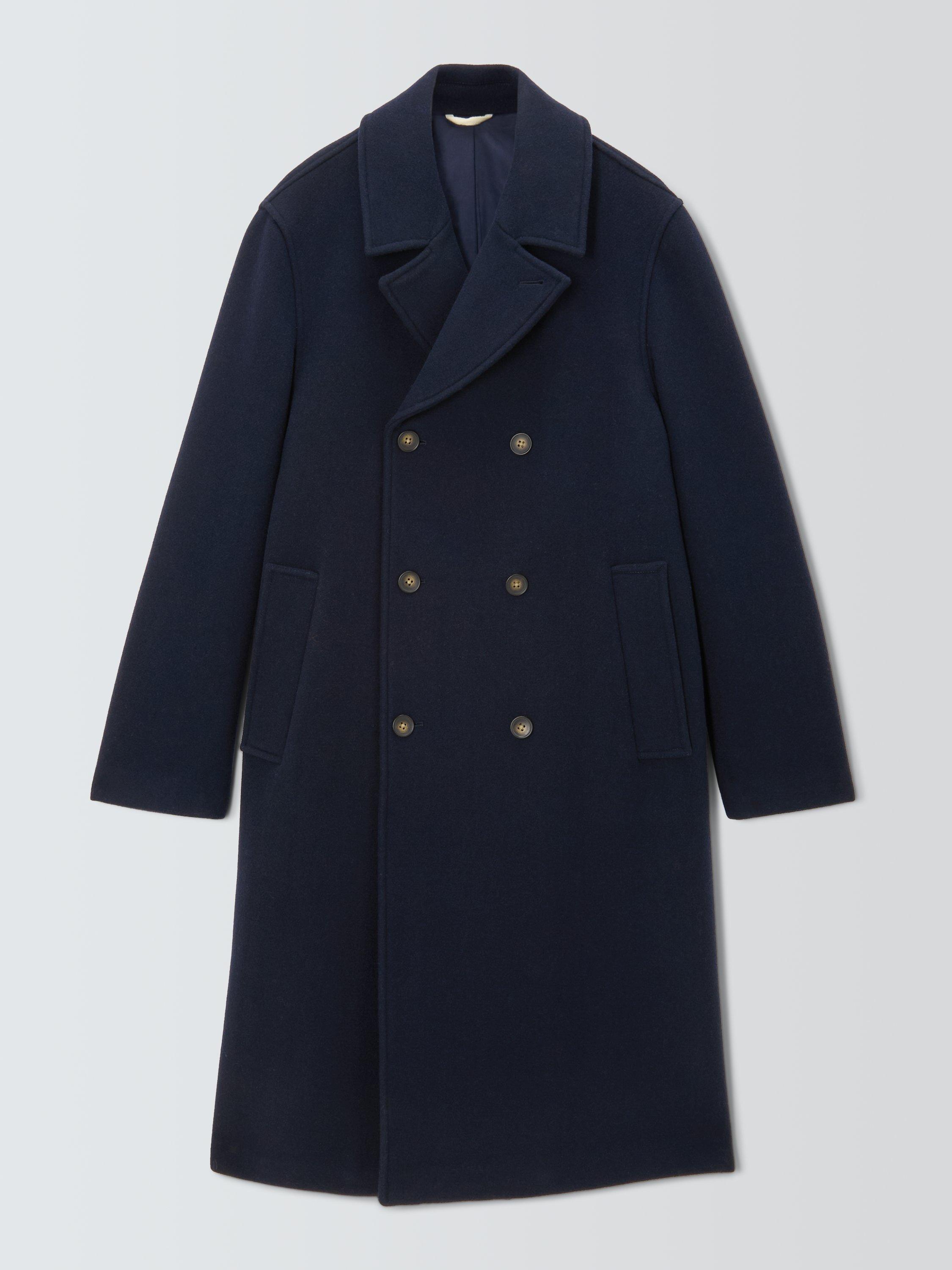 Product image 4 of 6, which shows John Lewis Double Breasted Wool Blend Coat, Sky Captain, M