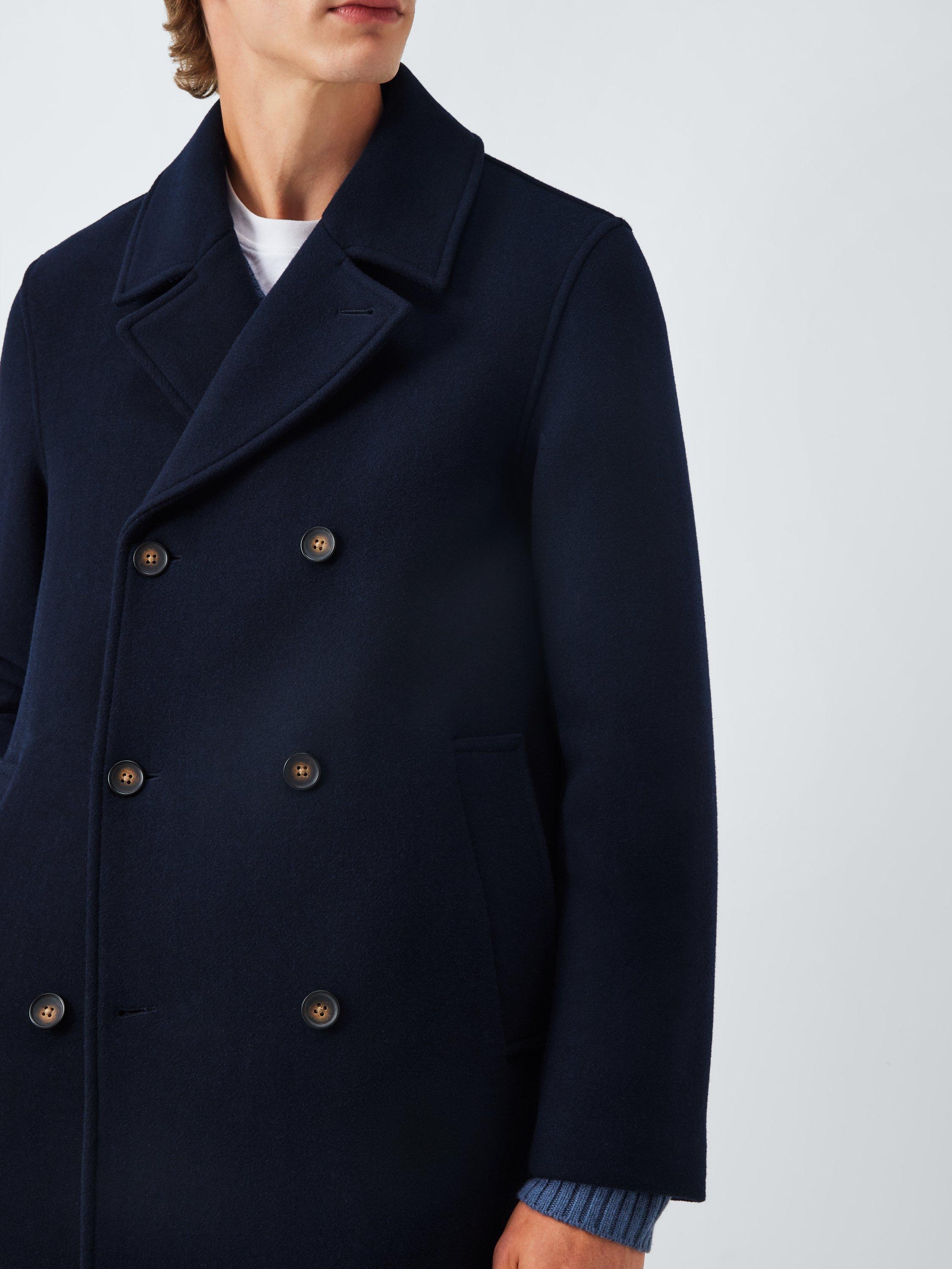 Product image 5 of 6, which shows John Lewis Double Breasted Wool Blend Coat, Sky Captain, M