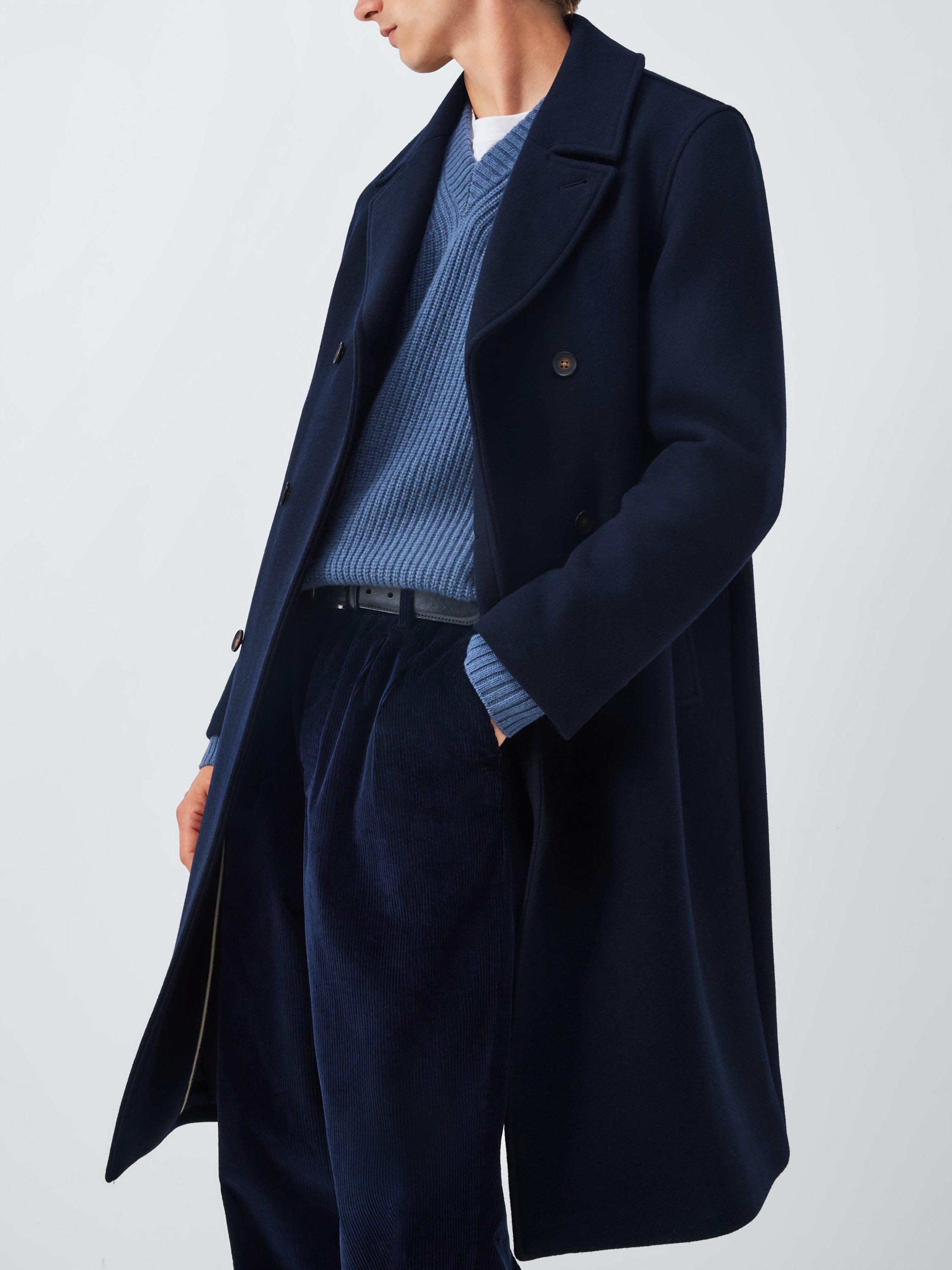 Product image 6 of 6, which shows John Lewis Double Breasted Wool Blend Coat, Sky Captain, M