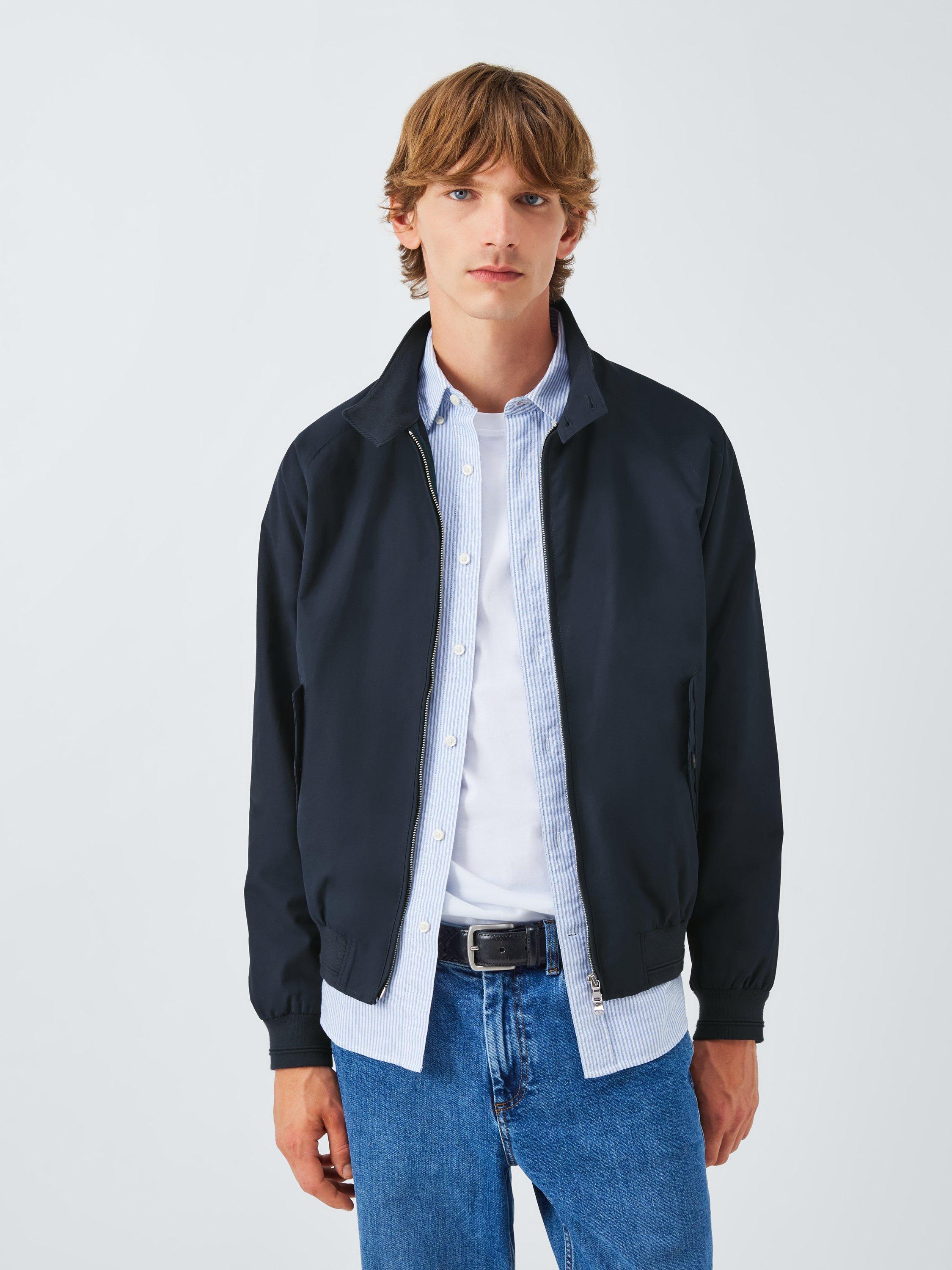 Product image 1 of 6, which shows John Lewis Cotton Blend Harrington Jacket, Navy, S