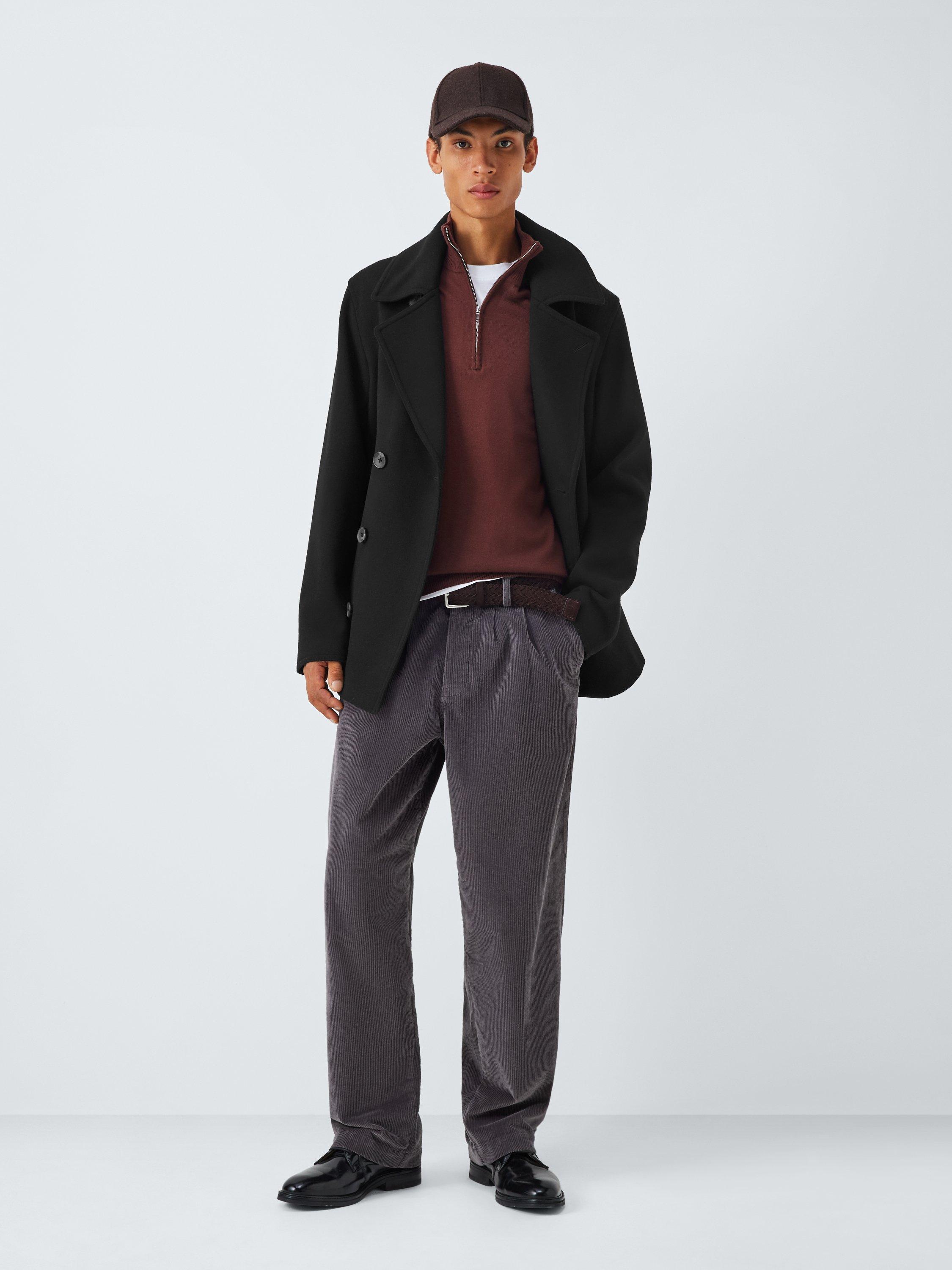 Product image 3 of 6, which shows John Lewis Double Breasted Wool Blend Peacoat, Black, XL