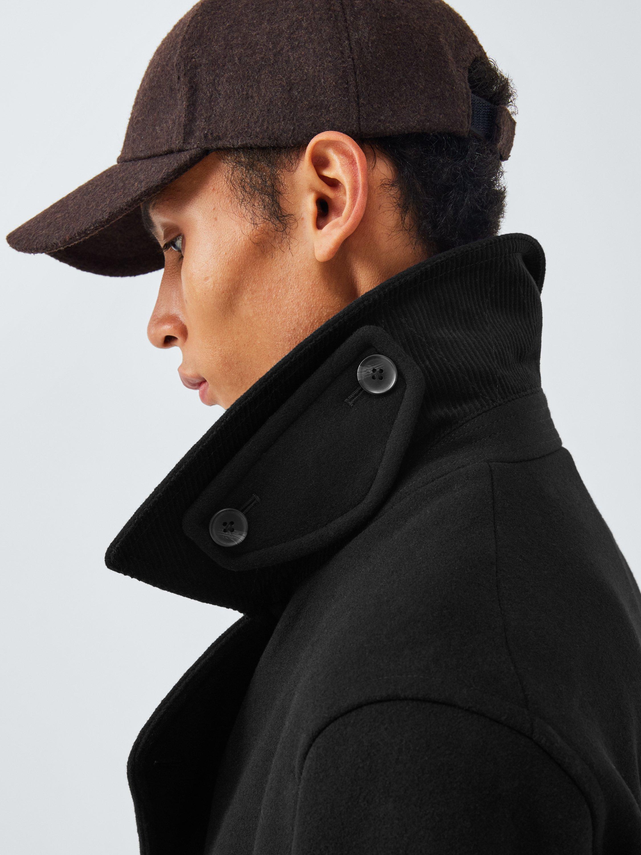 Product image 5 of 6, which shows John Lewis Double Breasted Wool Blend Peacoat, Black, XL