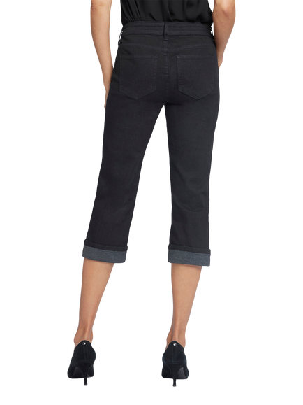 NYDJ Marilyn Straight Crop Jeans in Cool Embrace® Denim with Cuffs - view 2, Black