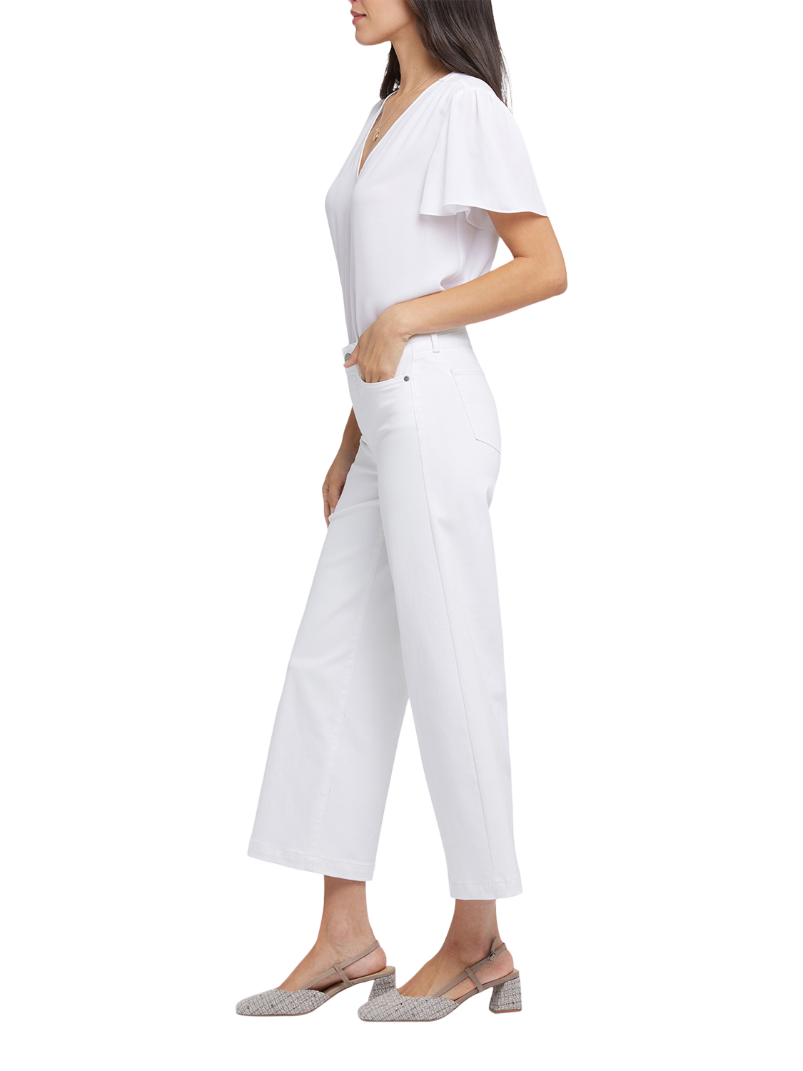 Product image 5 of 6, which shows NYDJ Teresa Wide Leg Ankle Jeans, Optic White, 4