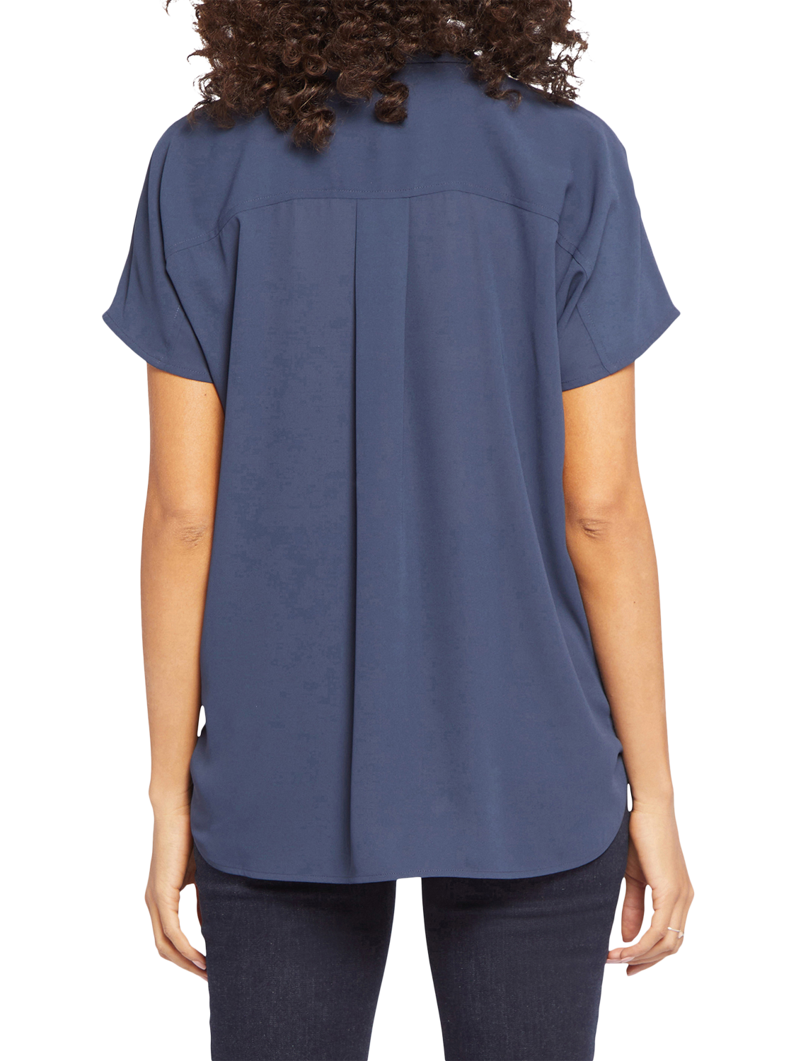Product image 2 of 6, which shows NYDJ Becky Short Sleeve Popover Blouse, Oxford Navy, XS