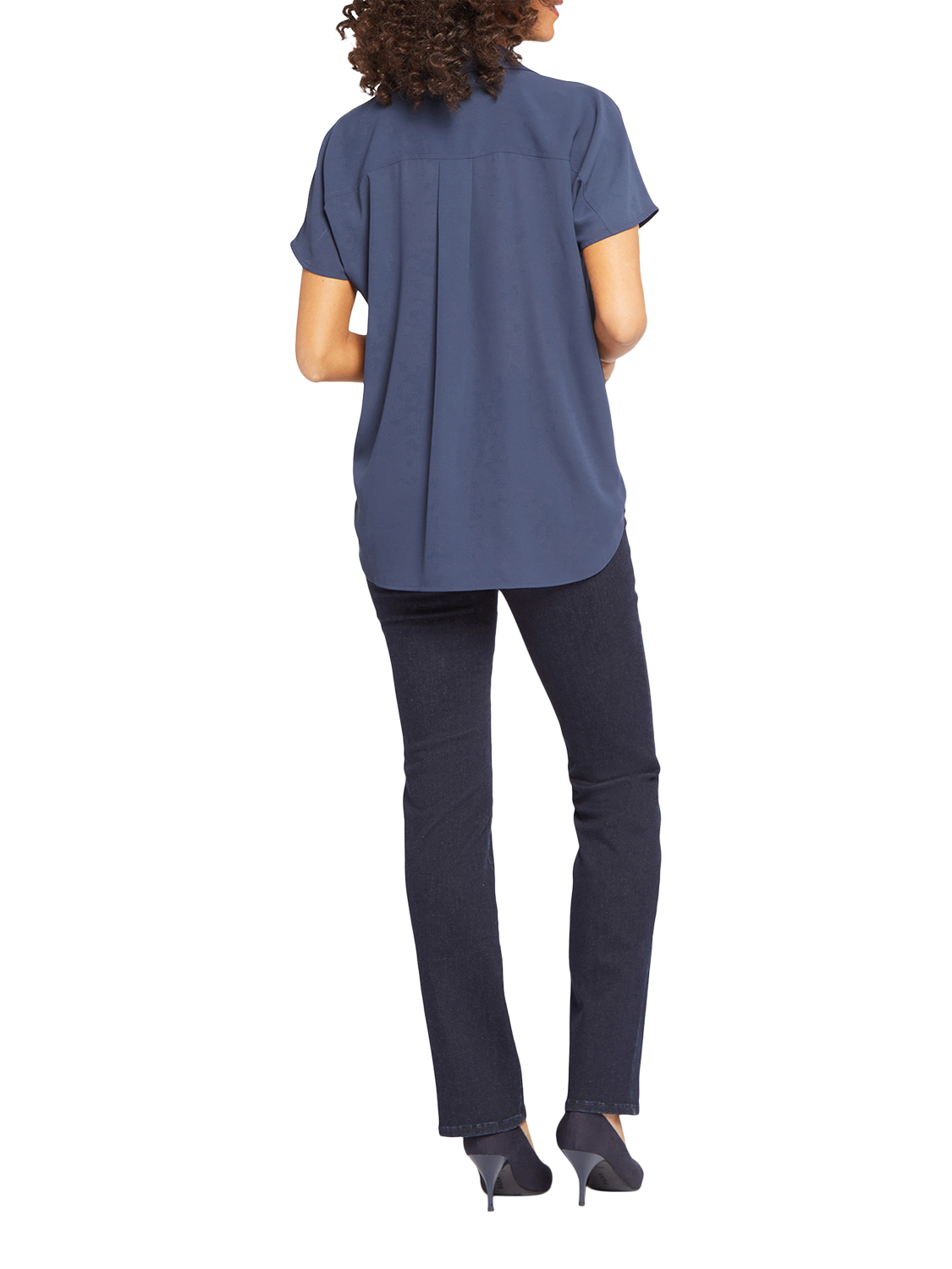 Product image 6 of 6, which shows NYDJ Becky Short Sleeve Popover Blouse, Oxford Navy, XS
