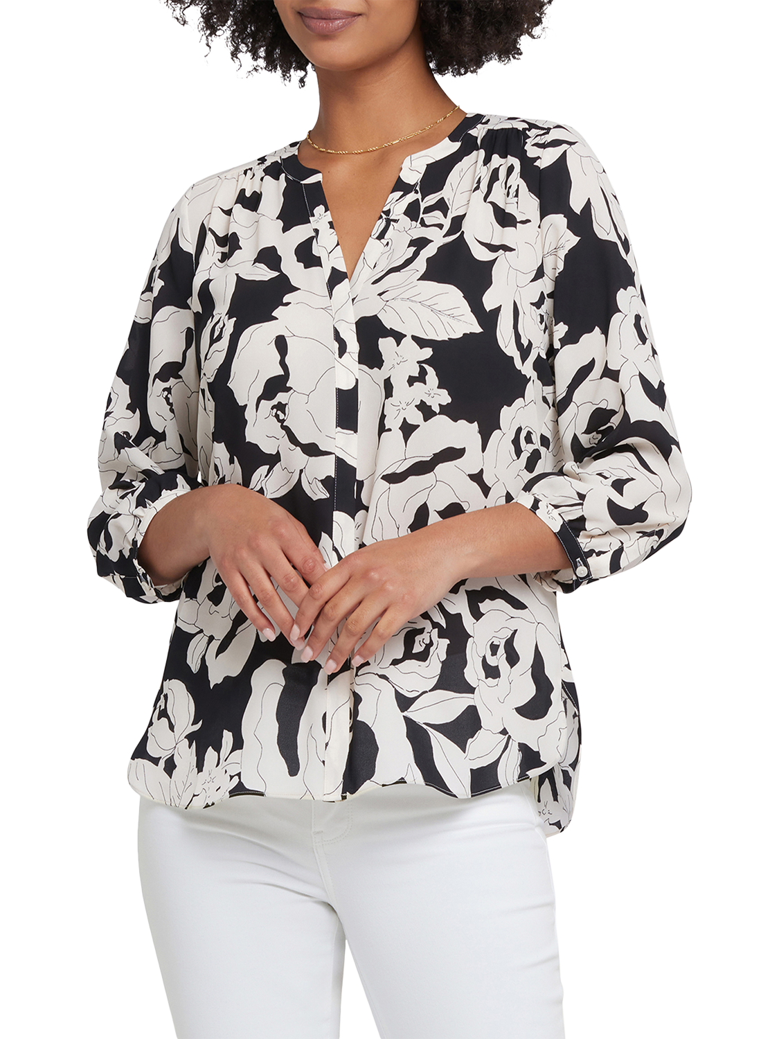 Product image 4 of 6, which shows NYDJ Pintuck Blouse, La Solana, XS