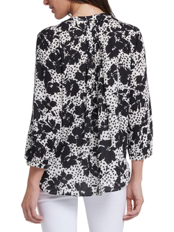 NYDJ Pintuck Blouse, White/Black - view 2, White/Black