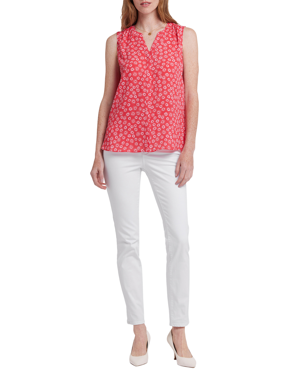 Product image 5 of 6, which shows NYDJ Sleeveless Pintuck Blouse, Teresita, XS