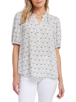 NYDJ Short Puff Sleeve Popover Blouse, Cabo Punta