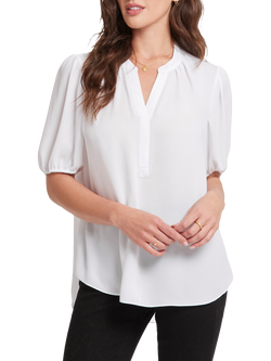 NYDJ Short Puff Sleeve Popover Blouse, Optic White