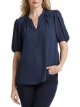 NYDJ Short Puff Sleeve Popover Blouse, Oxford Navy