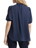 NYDJ Short Puff Sleeve Popover Blouse, Oxford Navy