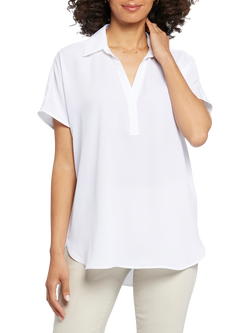 NYDJ Becky Short Sleeve Popover Blouse, Optic White