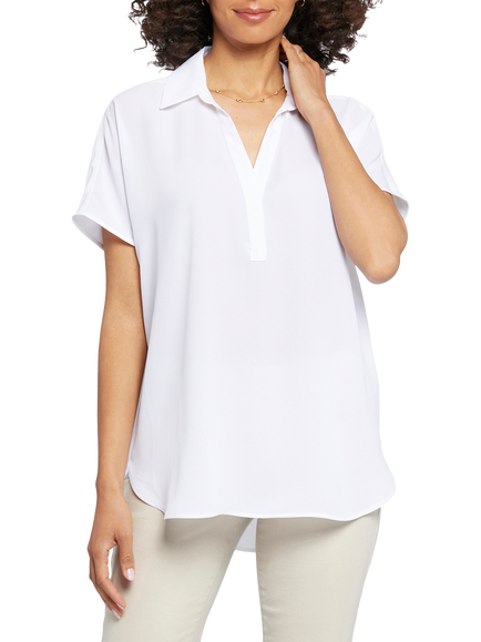 NYDJ Becky Short Sleeve Popover Blouse, Optic White