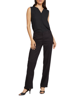 NYDJ Marilyn Straight Linen Blend Trousers, Black
