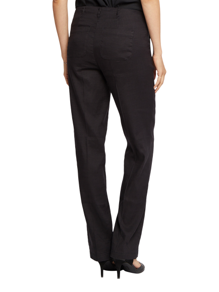 NYDJ Marilyn Straight Linen Blend Trousers - view 2, Black