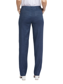 NYDJ Marilyn Straight Linen Blend Trousers - view 2, Oxford Navy