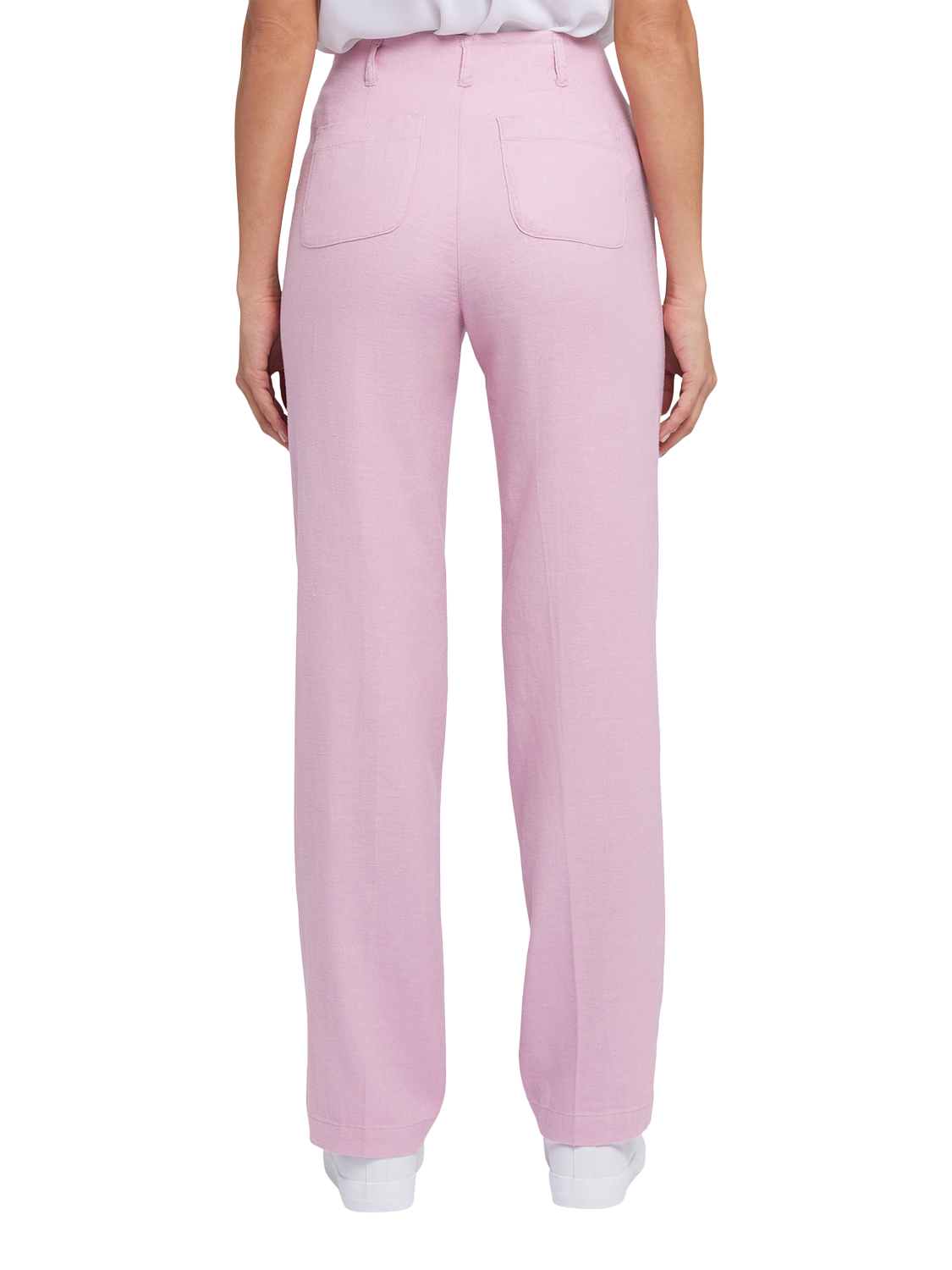 Product image 2 of 6, which shows NYDJ Marilyn Linen Blend Straight Trousers, Pink Nectar, 4