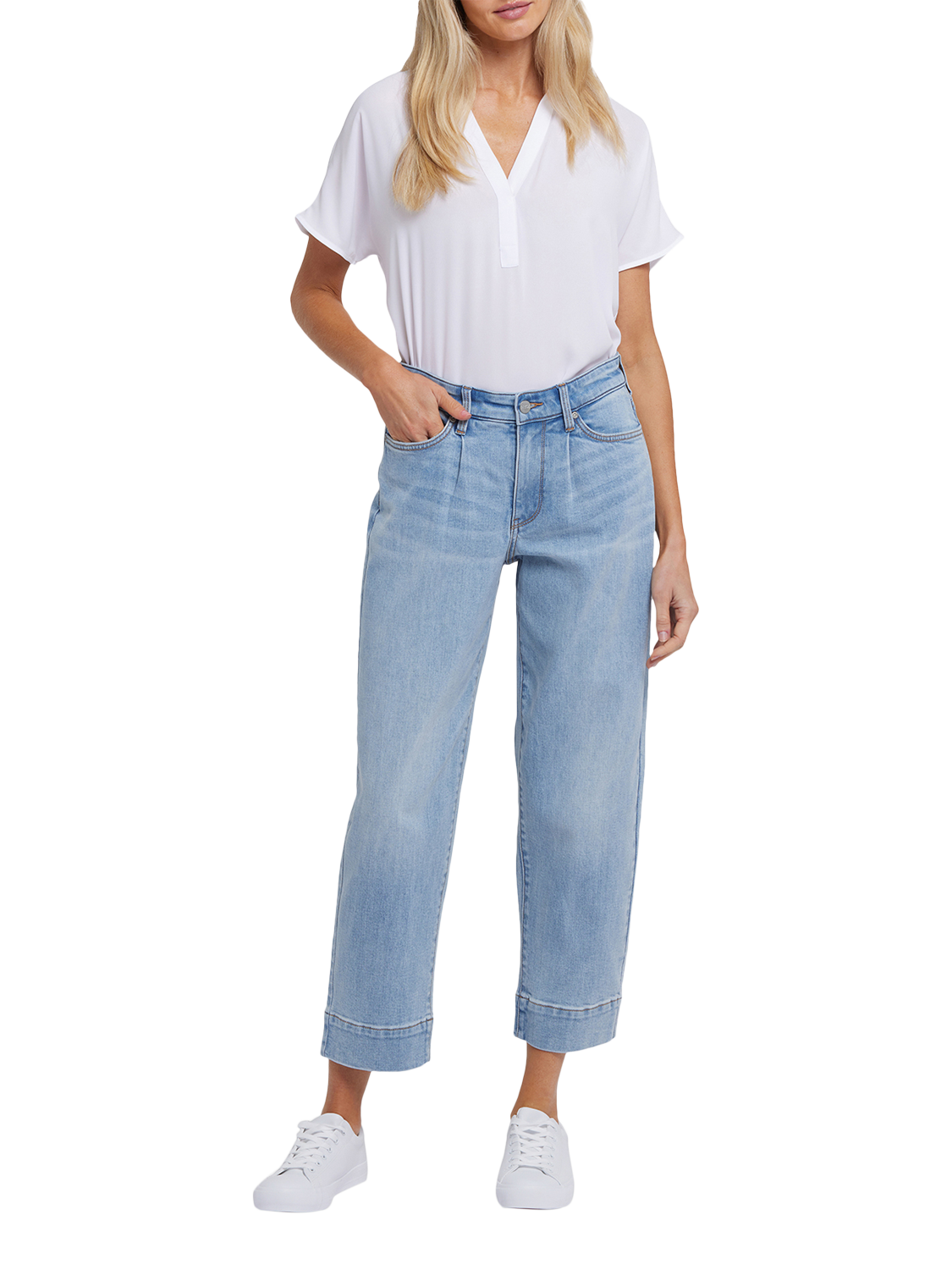 Product image 1 of 6, which shows NYDJ High RIse Balloon Ankle Jeans, Santiago Sea, 4