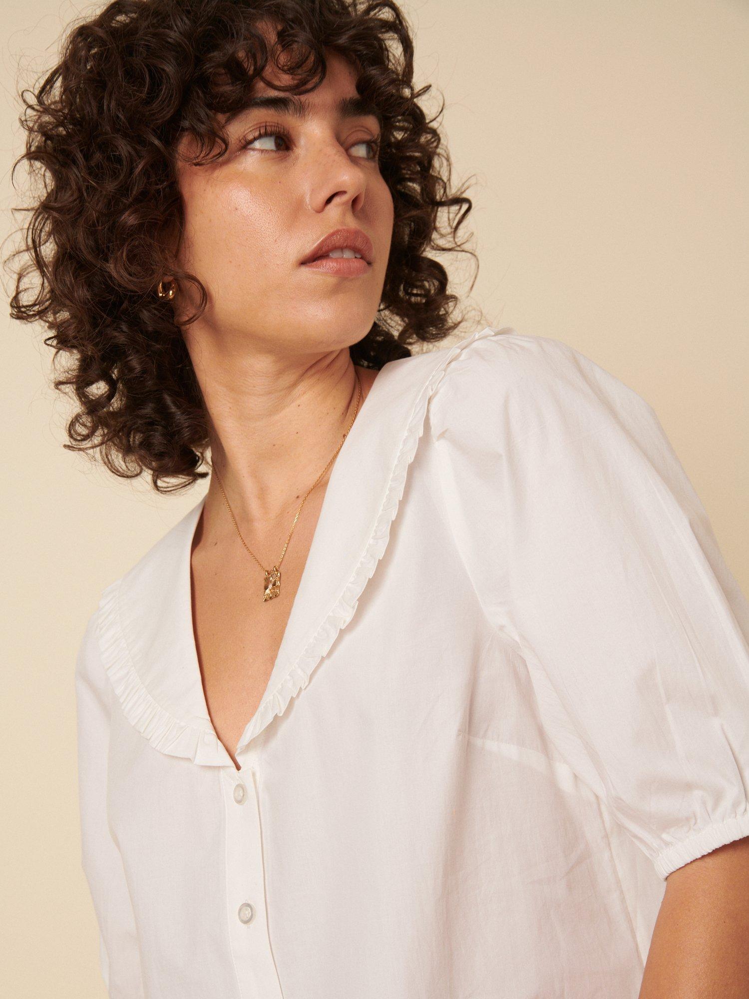 Product image 4 of 5, which shows Nobody's Child Emmie Oversized Collar Pure Organic Cotton Top, White, 6