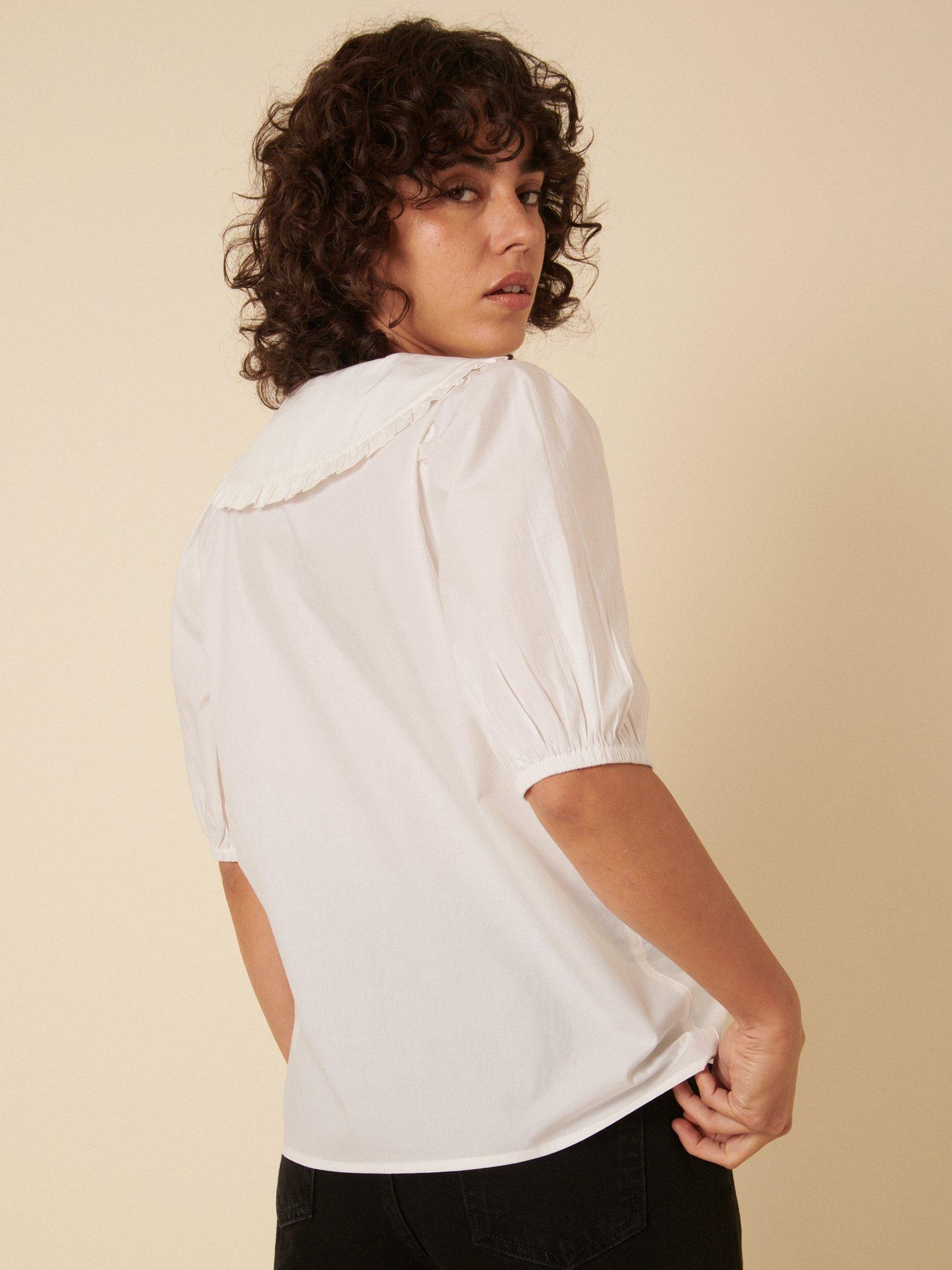 Product image 5 of 5, which shows Nobody's Child Emmie Oversized Collar Pure Organic Cotton Top, White, 6