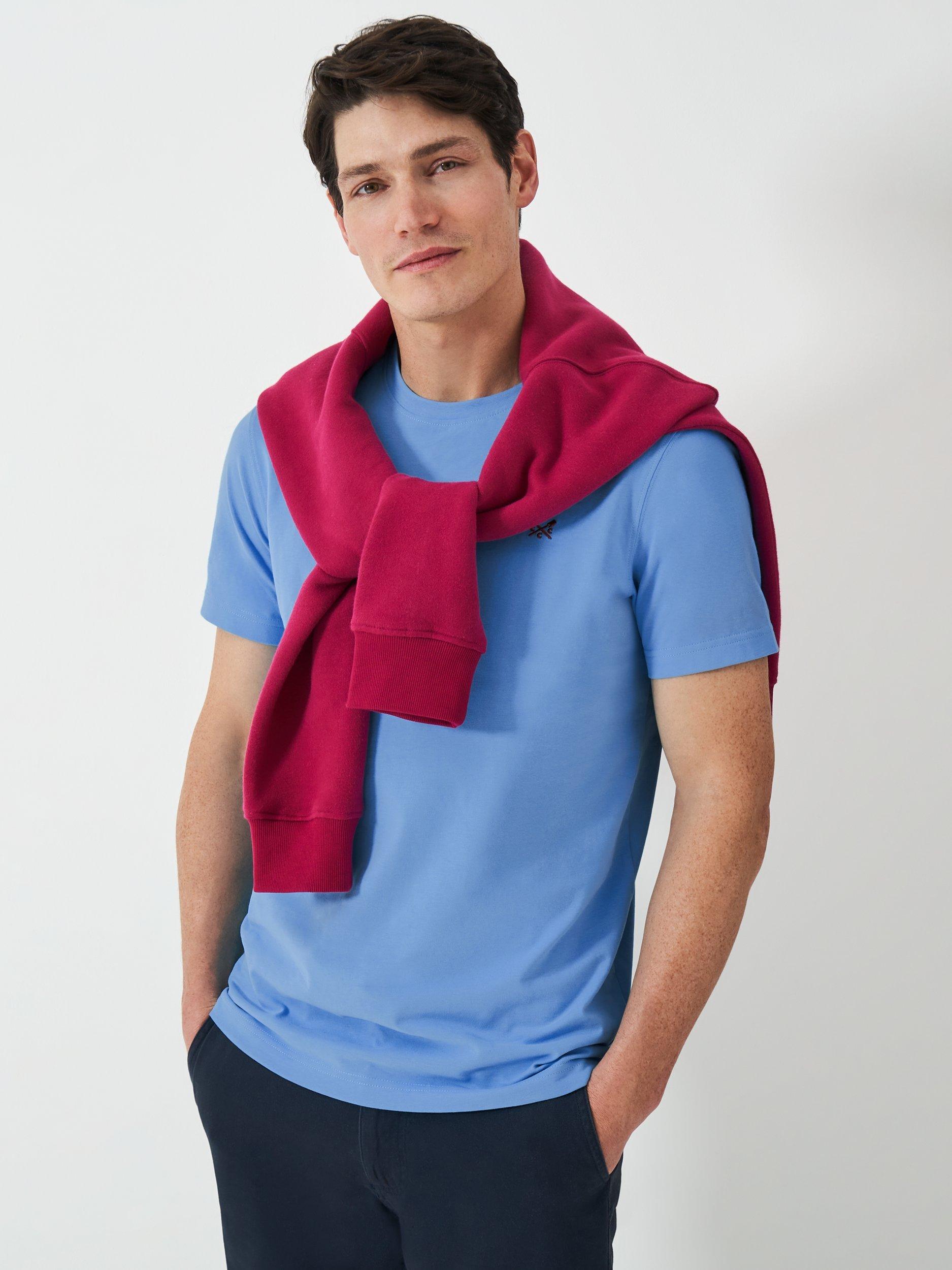 Product image 1 of 5, which shows Crew Clothing Classic Cotton T-Shirt, Aqua Blue, XS