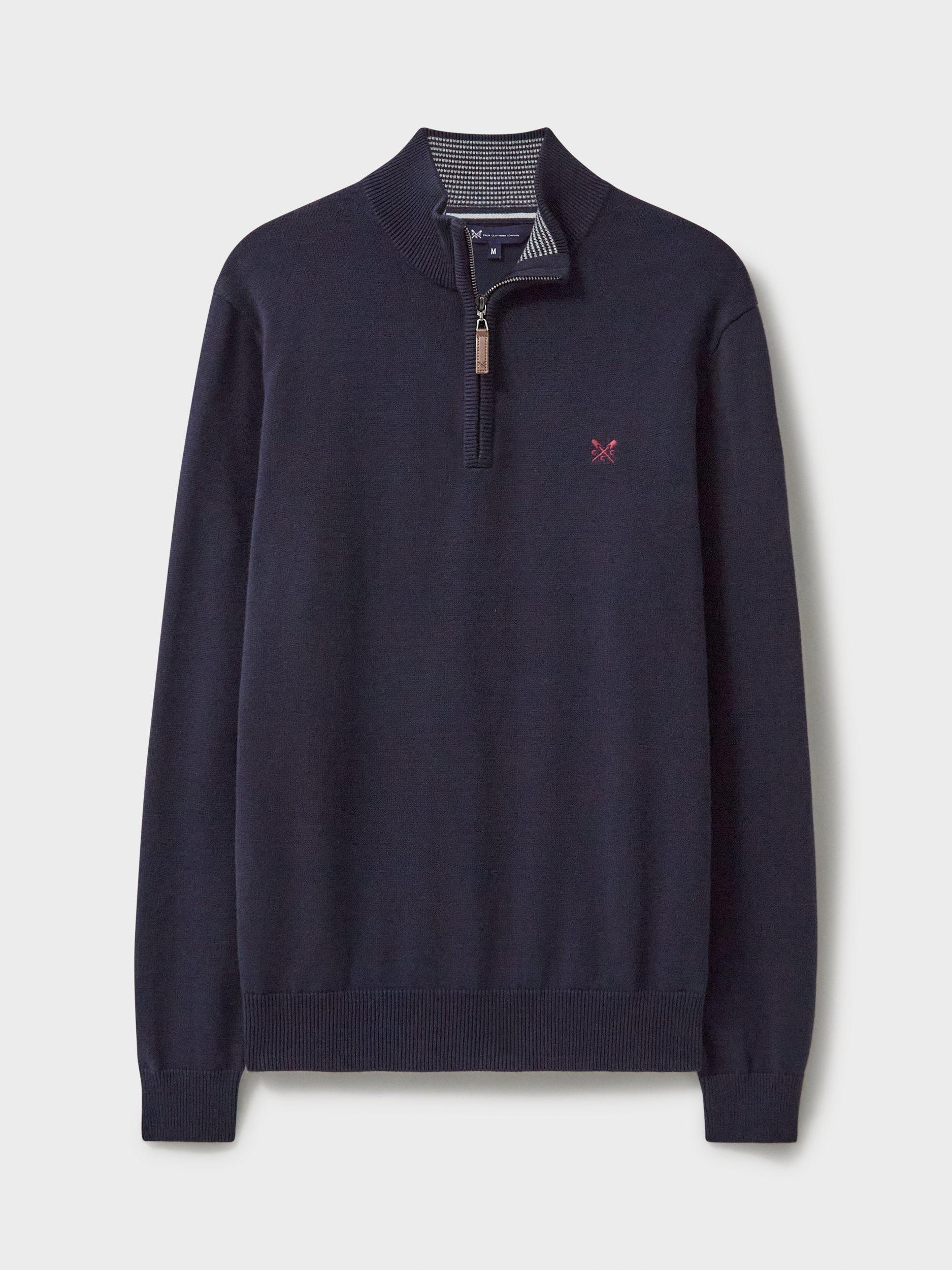Product image 5 of 5, which shows Crew Cothing Organic Cotton Heritage Half Zip Jumper, Midnight Blue, 4XL