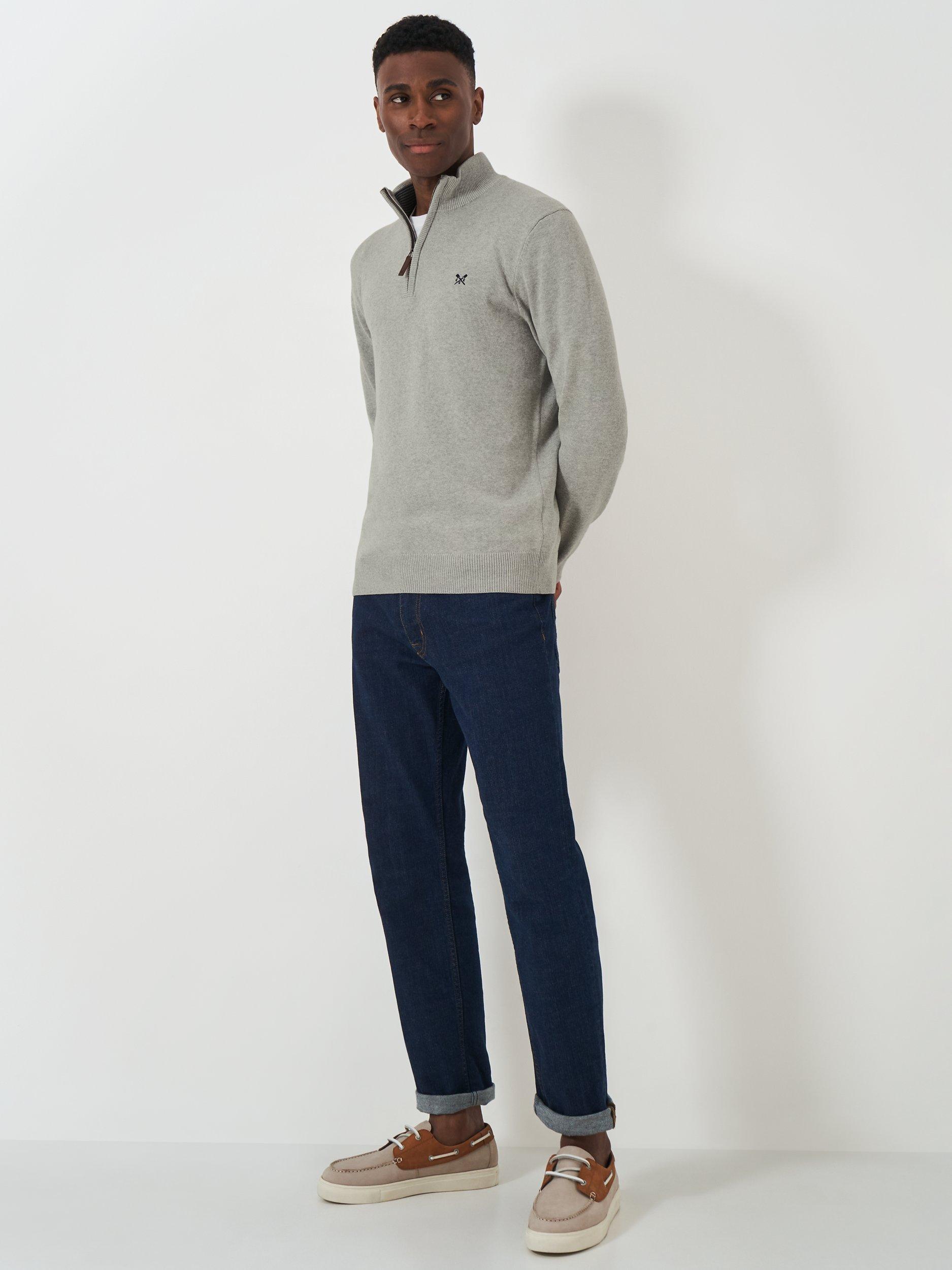 Product image 3 of 5, which shows Crew Cothing Organic Cotton Heritage Half Zip Jumper, Marl Grey, 4XL