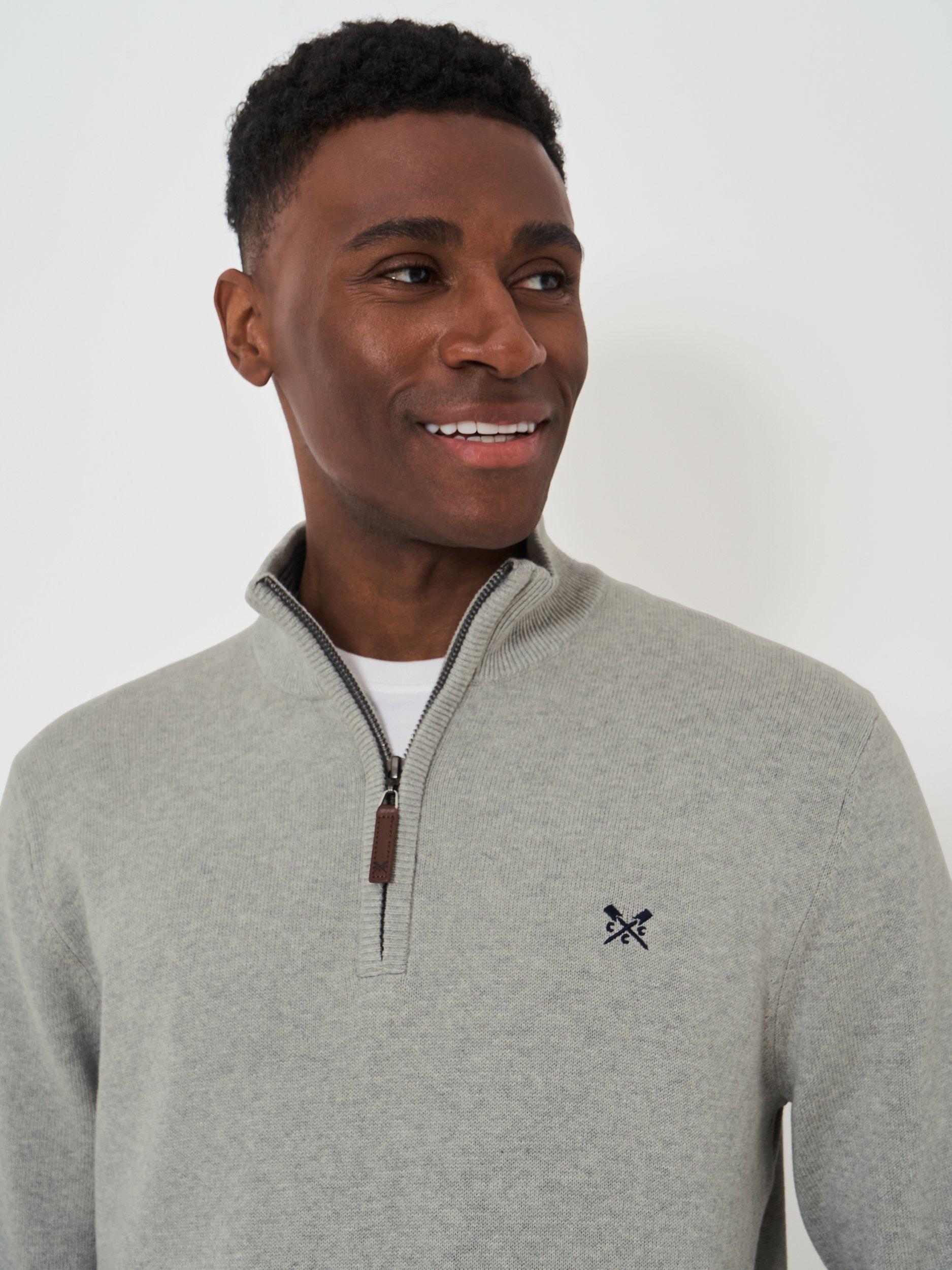 Product image 4 of 5, which shows Crew Cothing Organic Cotton Heritage Half Zip Jumper, Marl Grey, 4XL