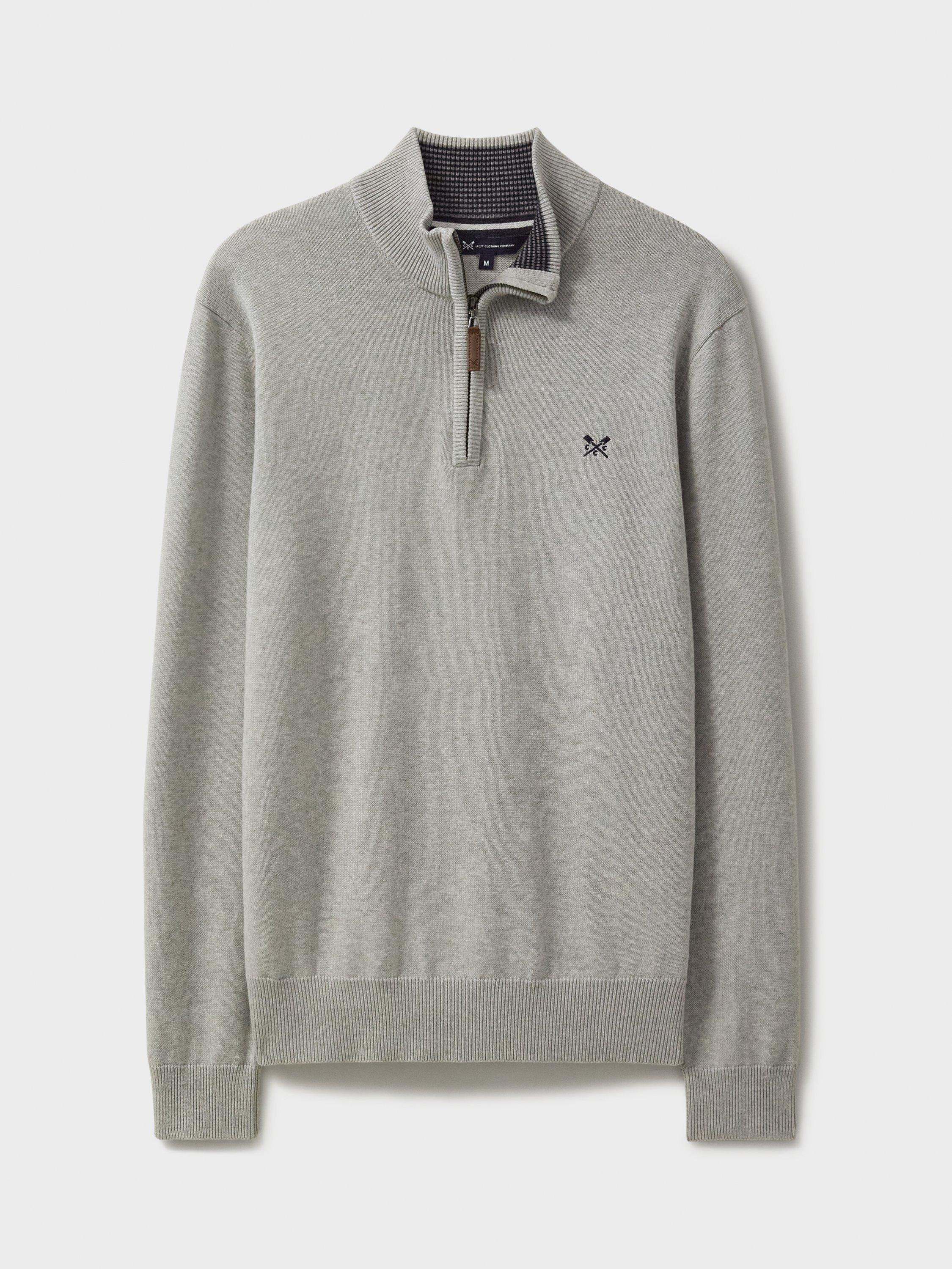 Product image 5 of 5, which shows Crew Cothing Organic Cotton Heritage Half Zip Jumper, Marl Grey, 4XL