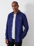 Crew Clothing Linen Blend Regular Fit Logo Shirt, Cobalt Blue