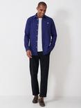 Crew Clothing Linen Blend Regular Fit Logo Shirt, Cobalt Blue
