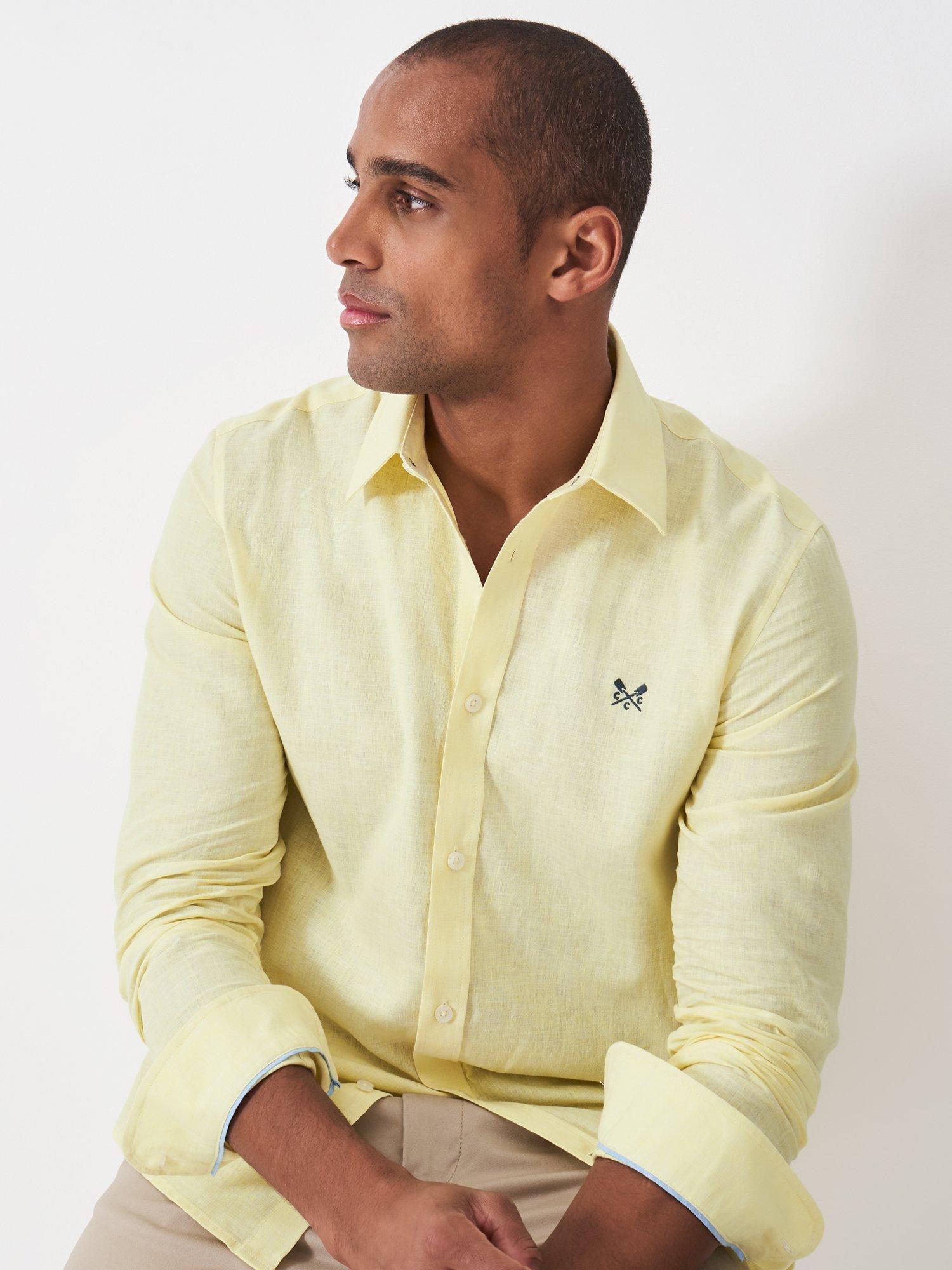 Product image 1 of 5, which shows Crew Clothing Linen Blend Regular Fit Shirt, Light Yellow, XS