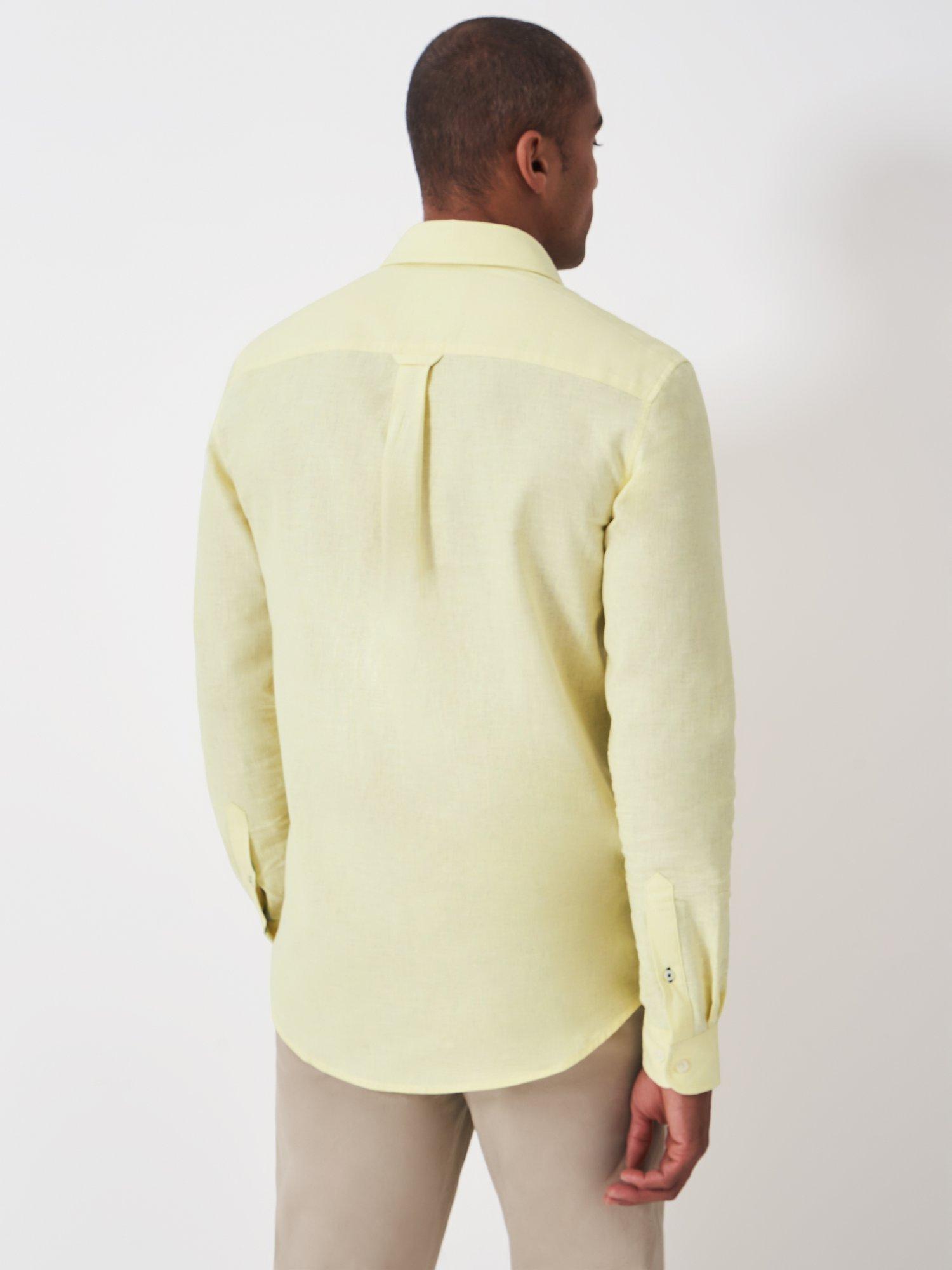 Product image 3 of 5, which shows Crew Clothing Linen Blend Regular Fit Shirt, Light Yellow, XS