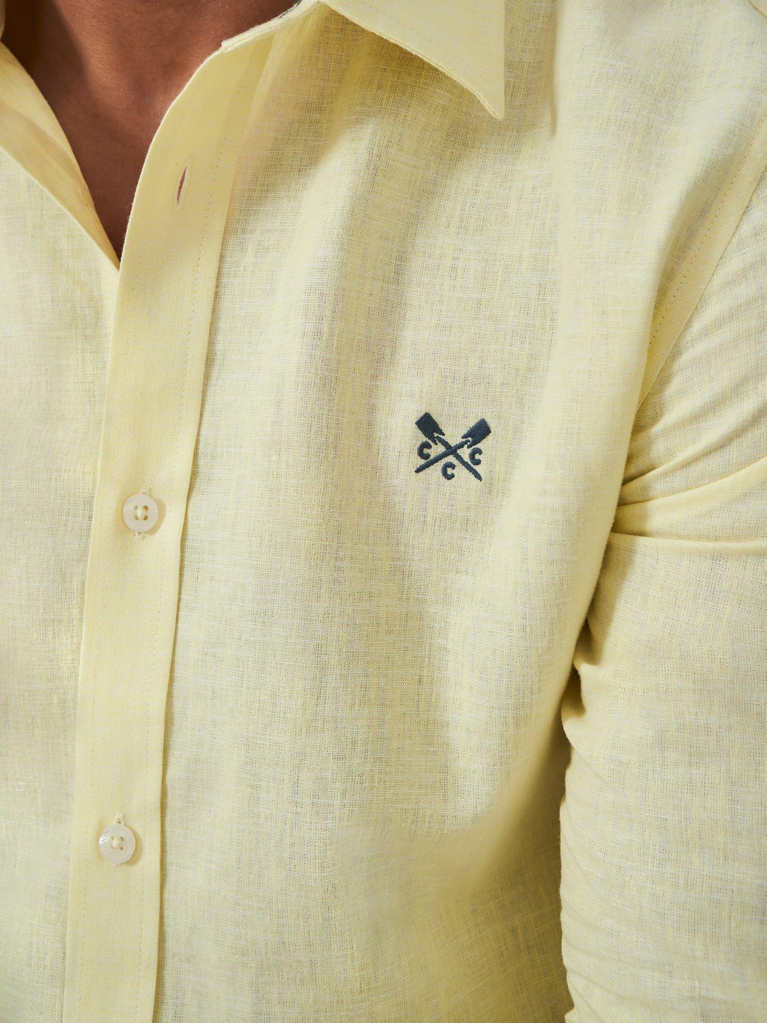 Product image 4 of 5, which shows Crew Clothing Linen Blend Regular Fit Shirt, Light Yellow, XS