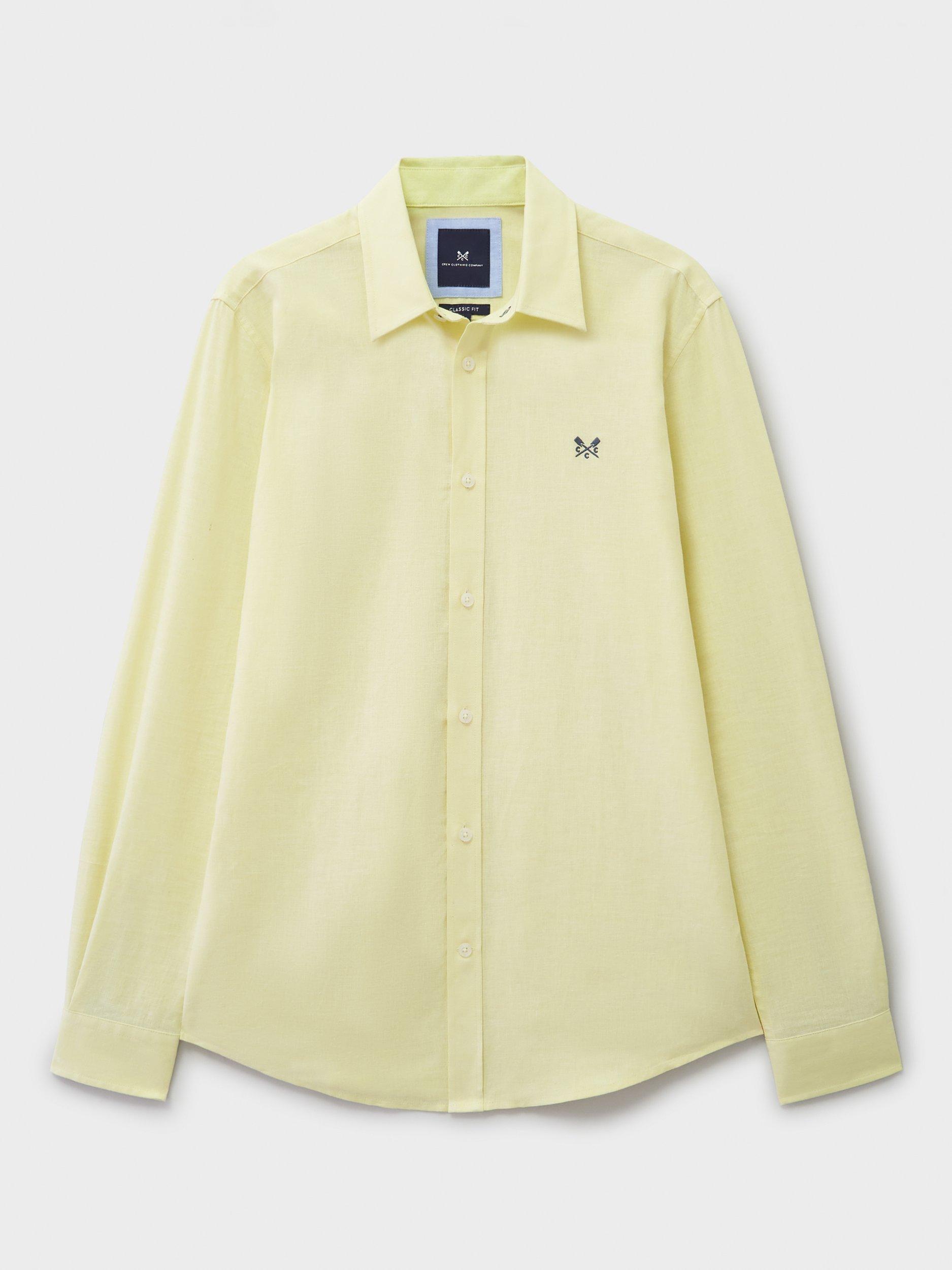 Product image 5 of 5, which shows Crew Clothing Linen Blend Regular Fit Shirt, Light Yellow, XS