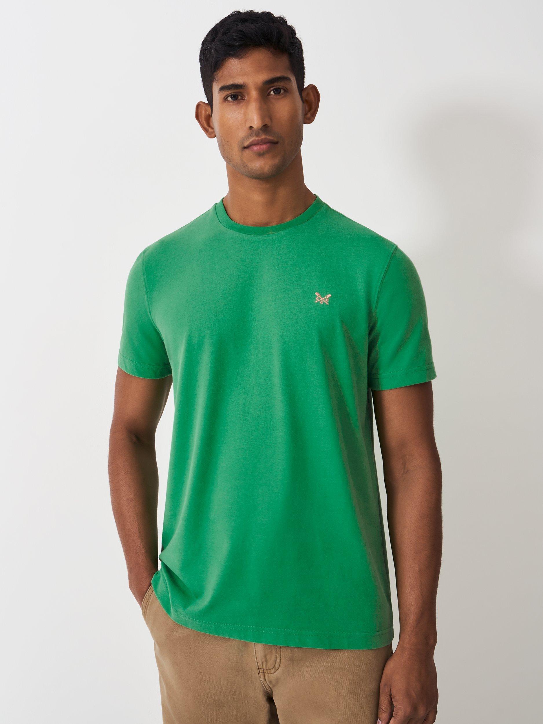 Product image 1 of 5, which shows Crew Clothing Classic Cotton T-Shirt, Bottle Green, XS