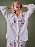 Cape Cove Celestial Stella Embroidered Top, Egrey Ivory