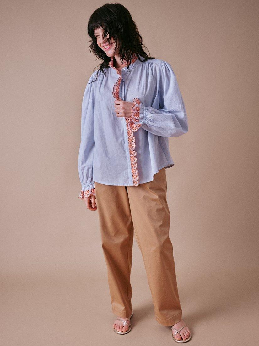 Product image 4 of 5, which shows Cape Cove Jewel Trim Blouse, Skyway Blue, M