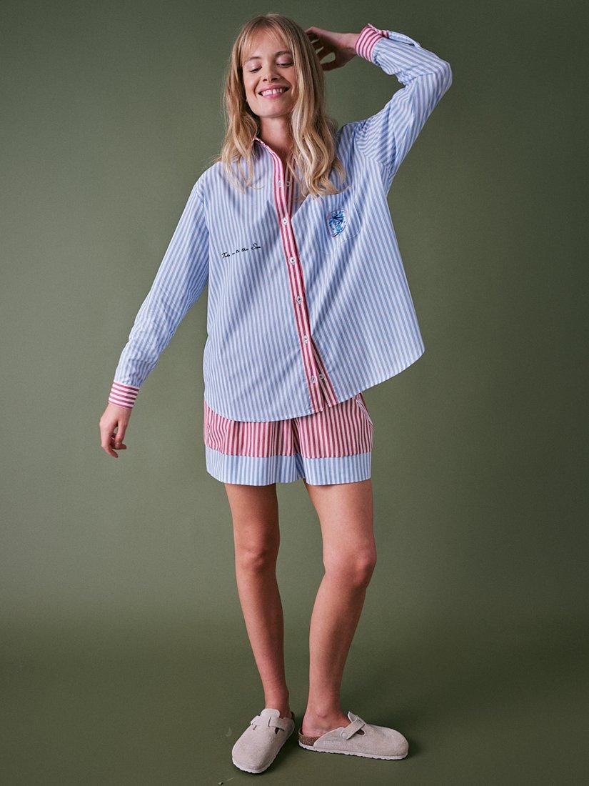 Product image 3 of 6, which shows Cape Cove Moon Star Stripe Shirt, Red/Blue, M