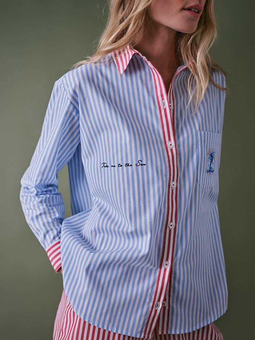 Product image 6 of 6, which shows Cape Cove Moon Star Stripe Shirt, Red/Blue, M